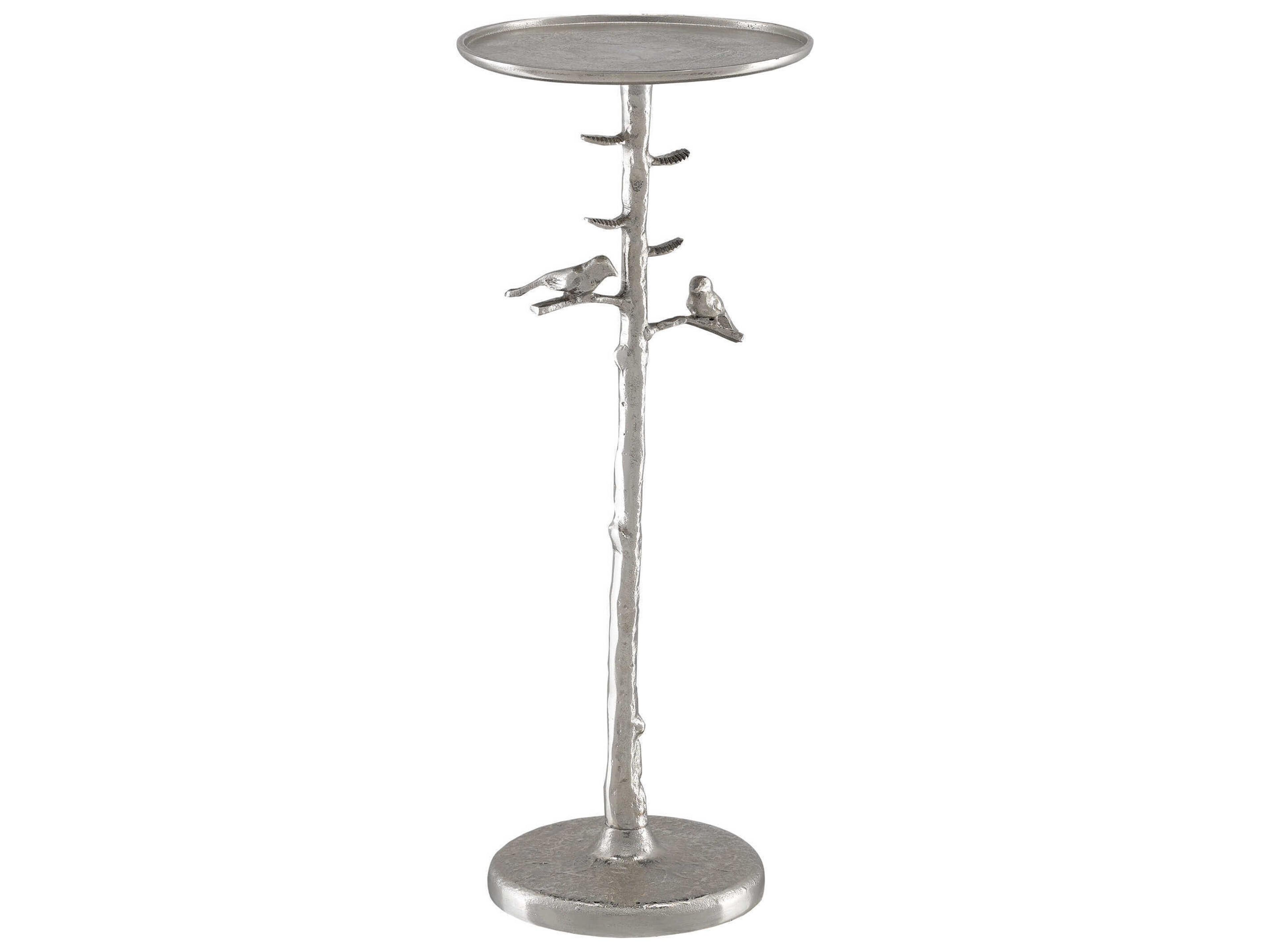 Currey & Company Piaf Round Metal Polished Nickel End Table