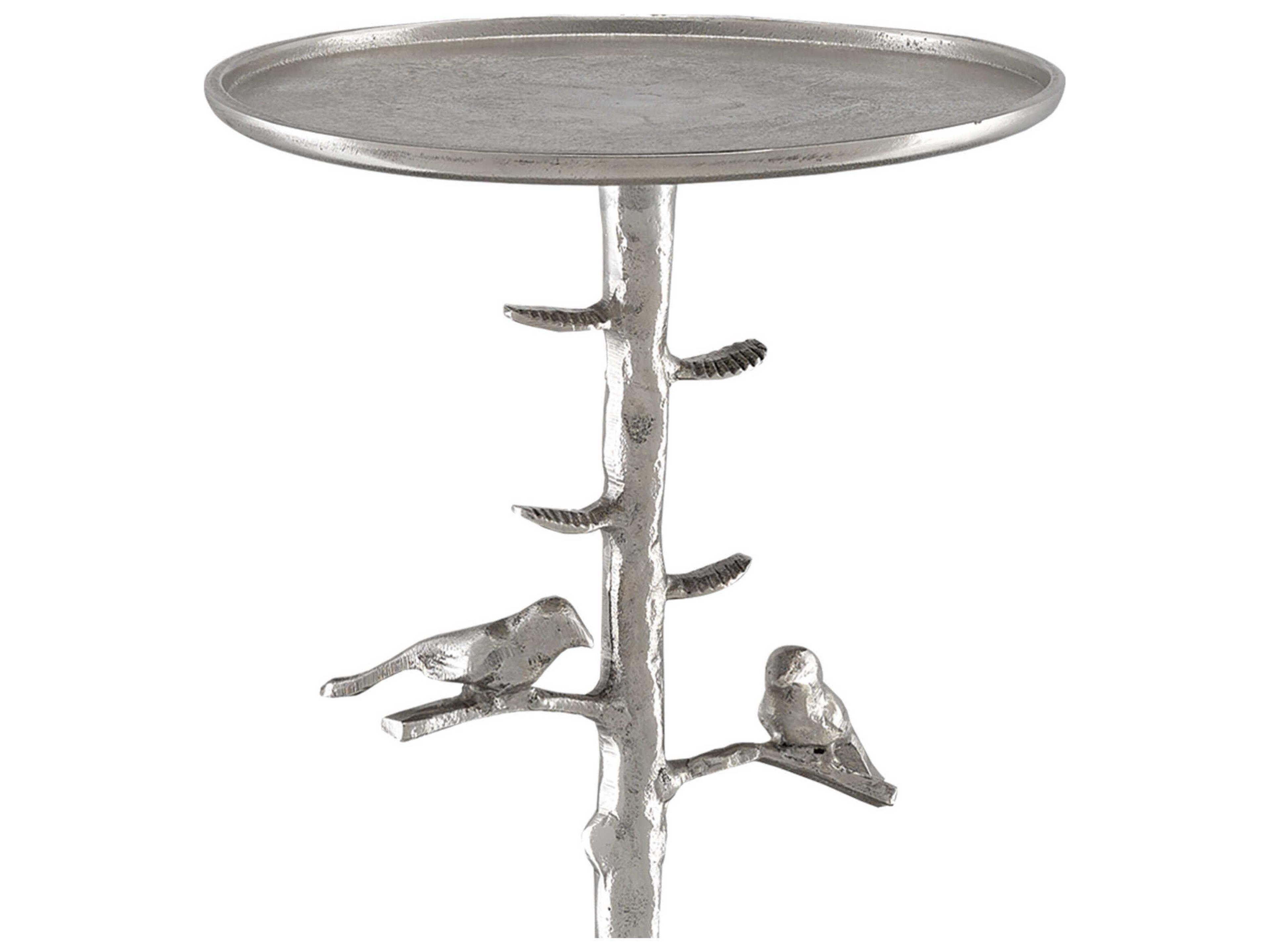 Currey & Company Piaf Round Metal Polished Nickel End Table