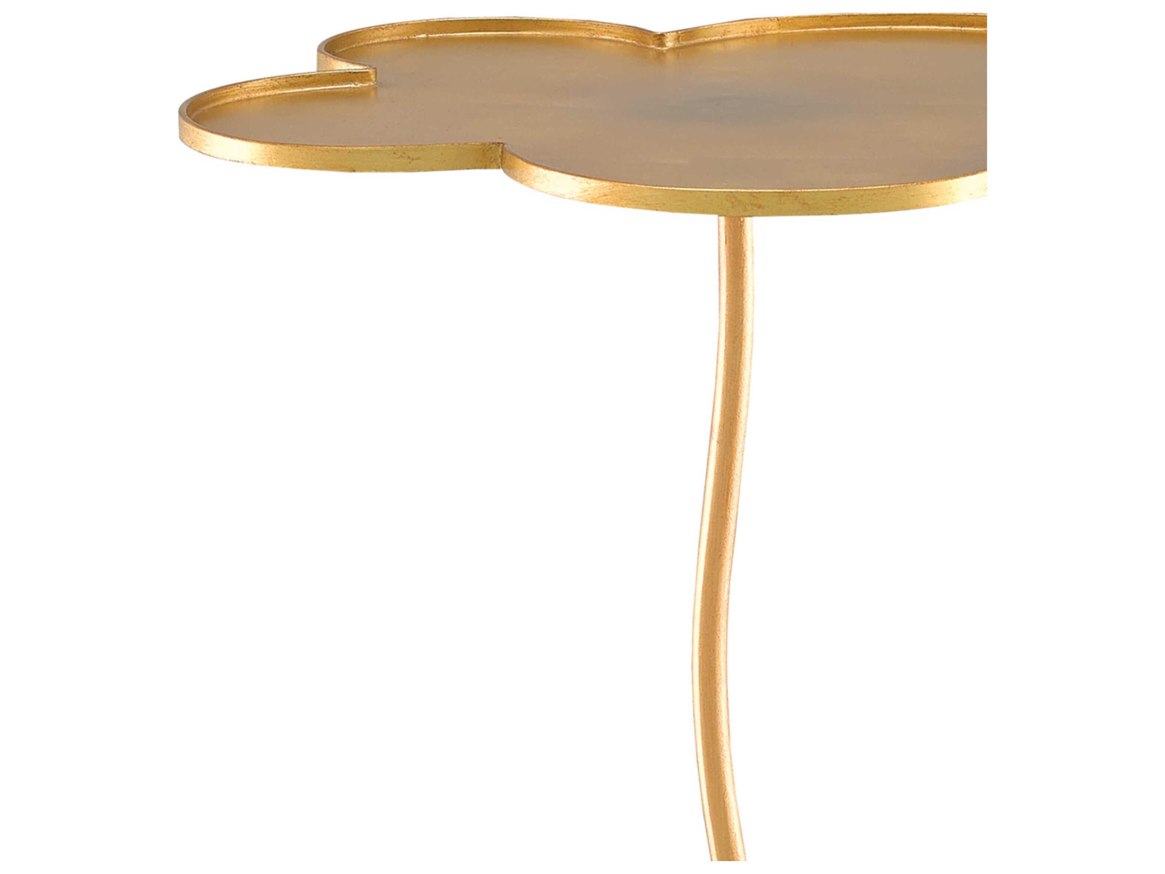Currey & Company Fleur Metal Gold Leaf End Table
