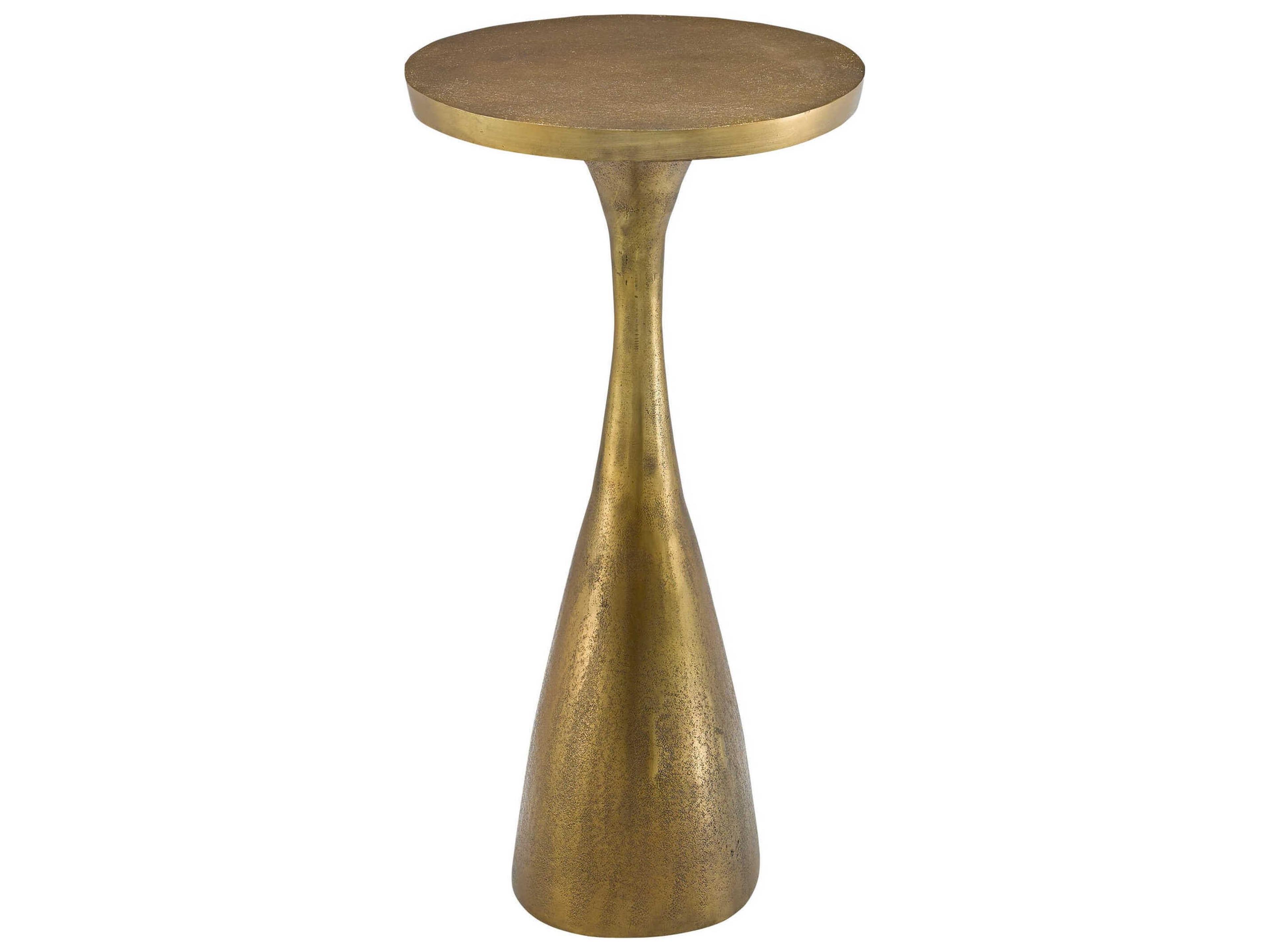 Currey & Company Ishaan Oval Metal Antique Brass End Table