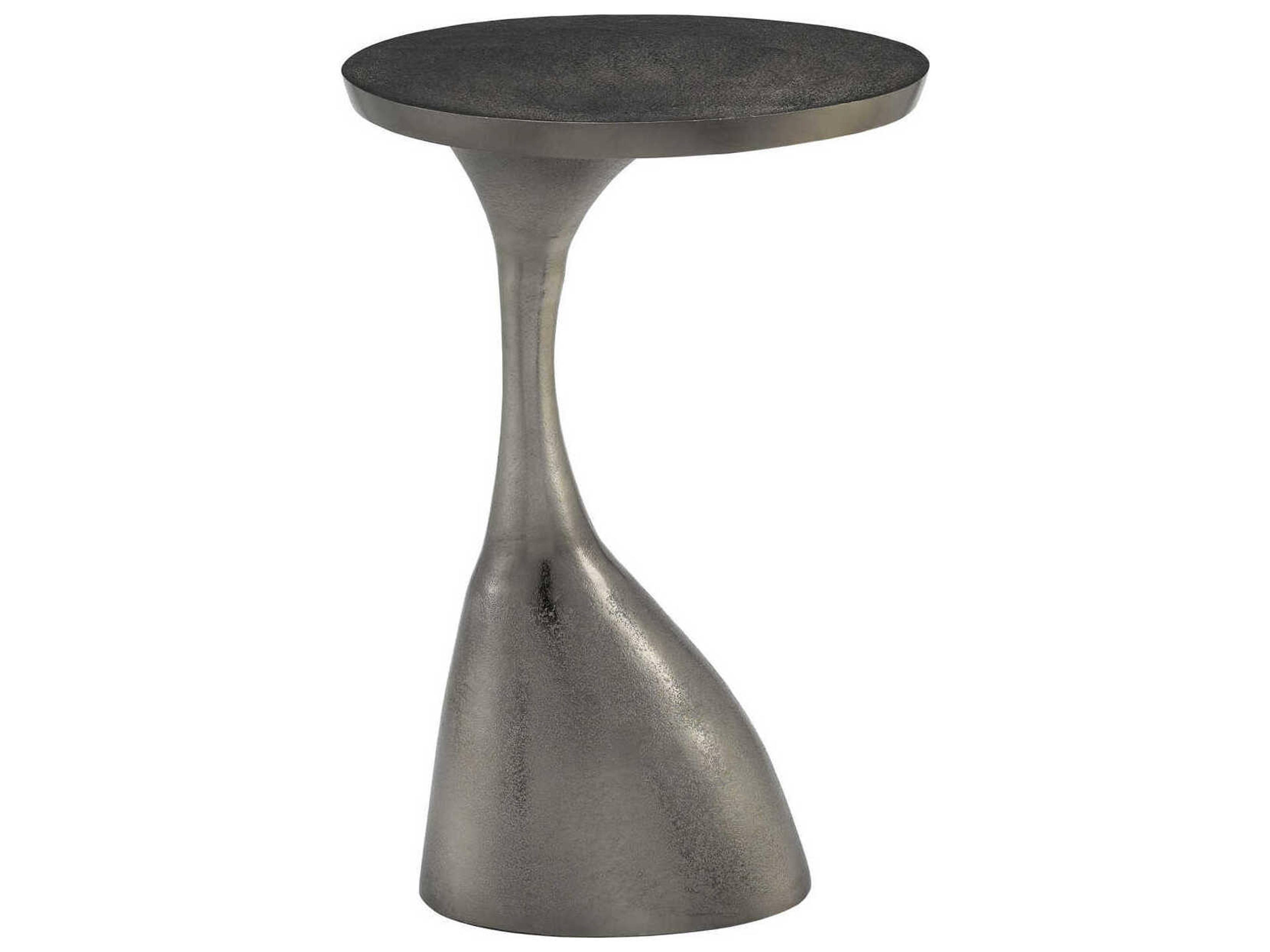 Currey & Company Ishaan Oval Metal Black Nickel End Table