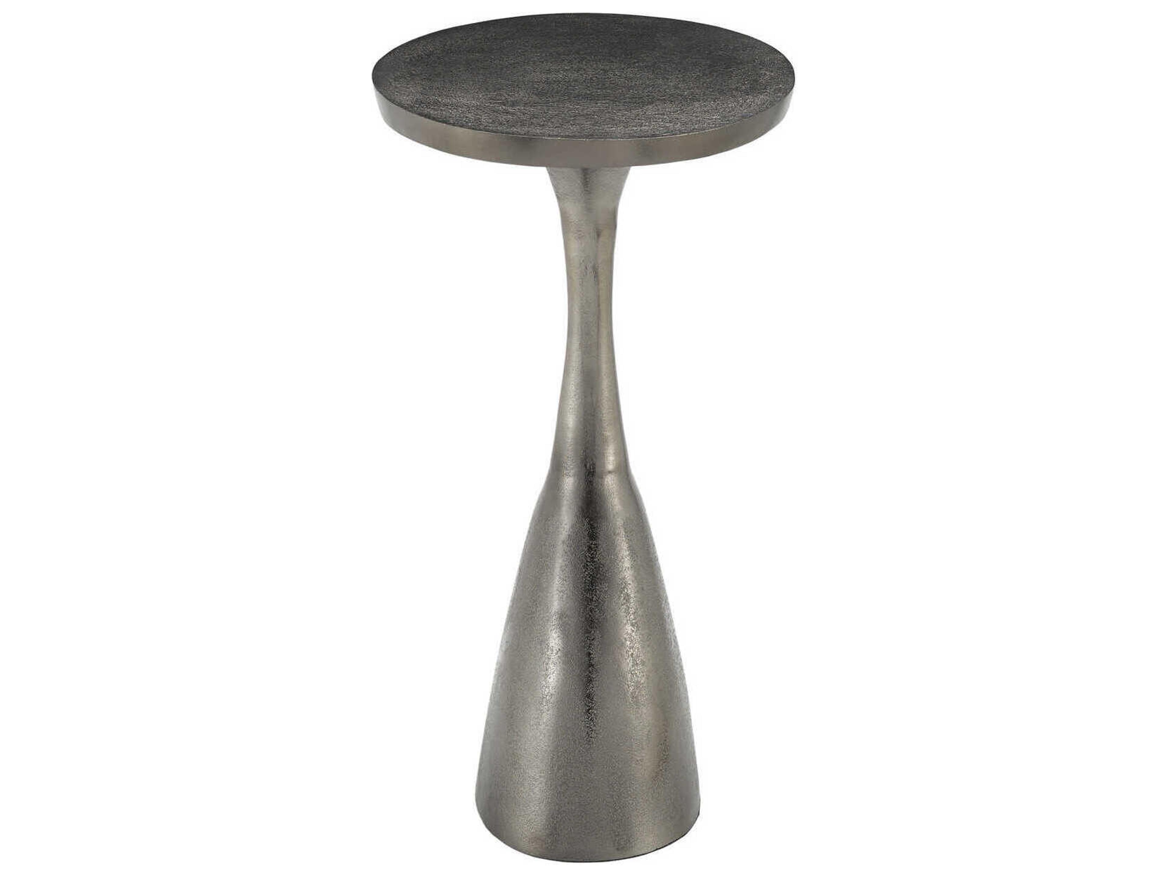 Currey & Company Ishaan Oval Metal Black Nickel End Table