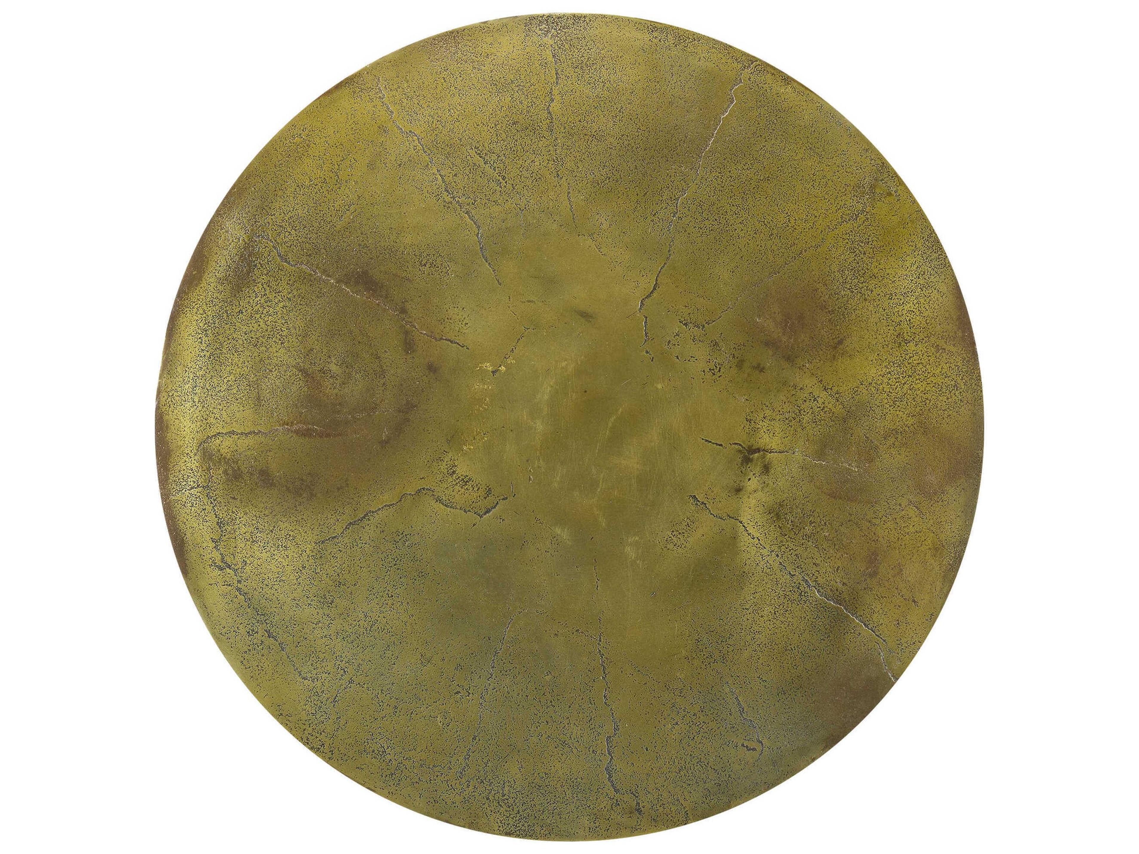 Currey & Company Abu Round Metal Antique Gold End Table