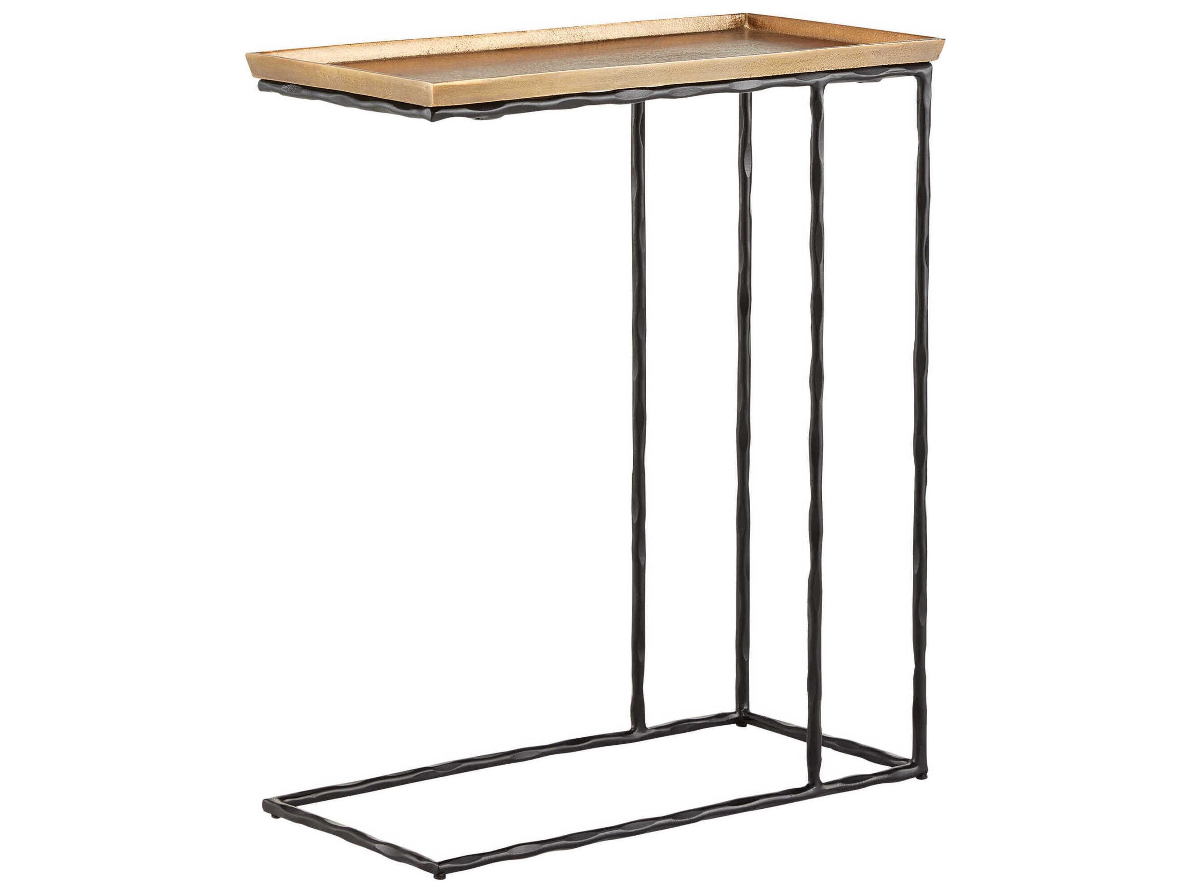 Boyles Rectangular Metal Antique Brass Black End Table