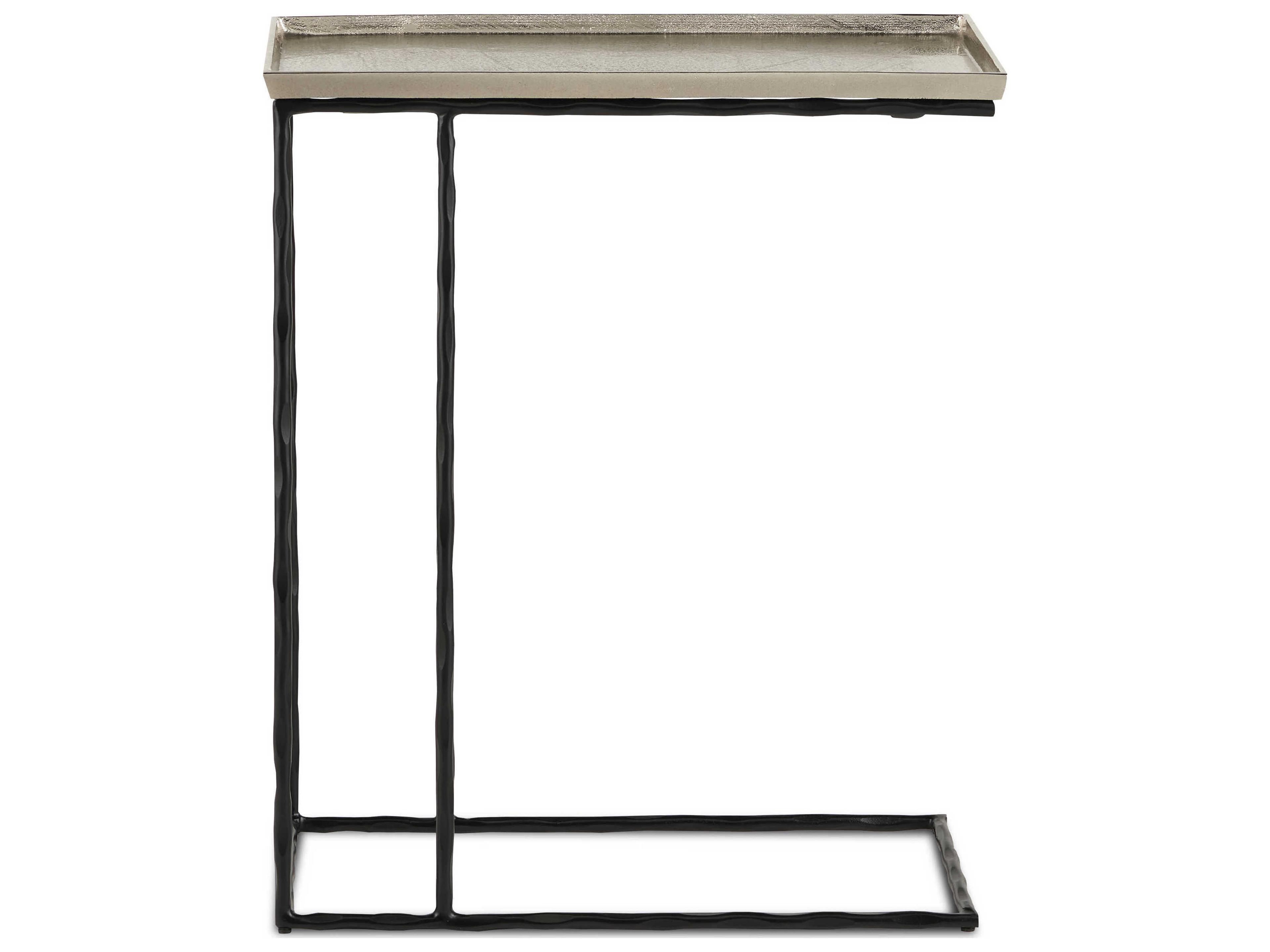 Currey & Company Boyles Rectangular Metal Nickel Black End Table