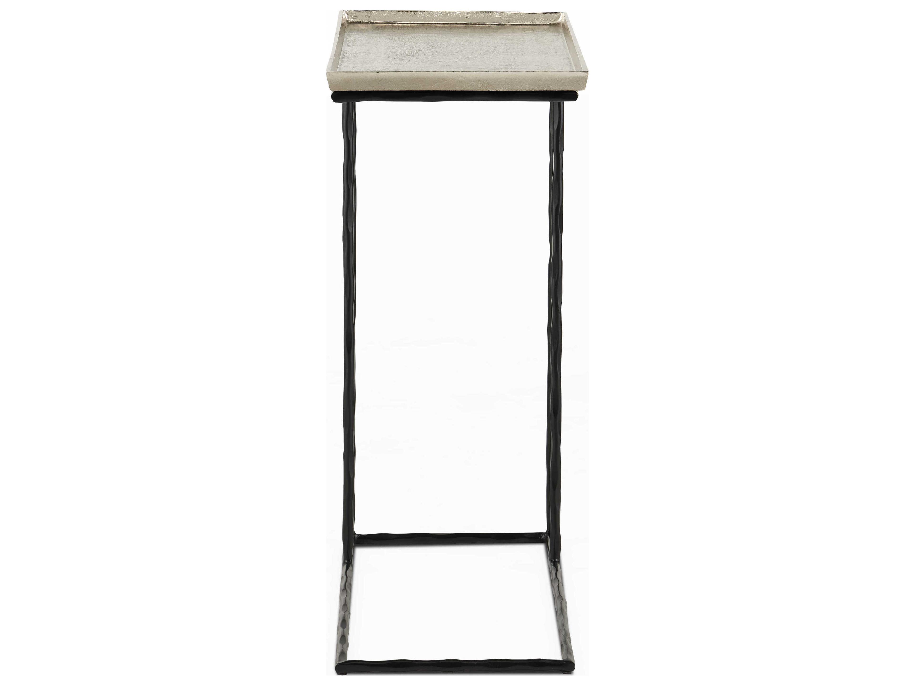 Currey & Company Boyles Rectangular Metal Nickel Black End Table