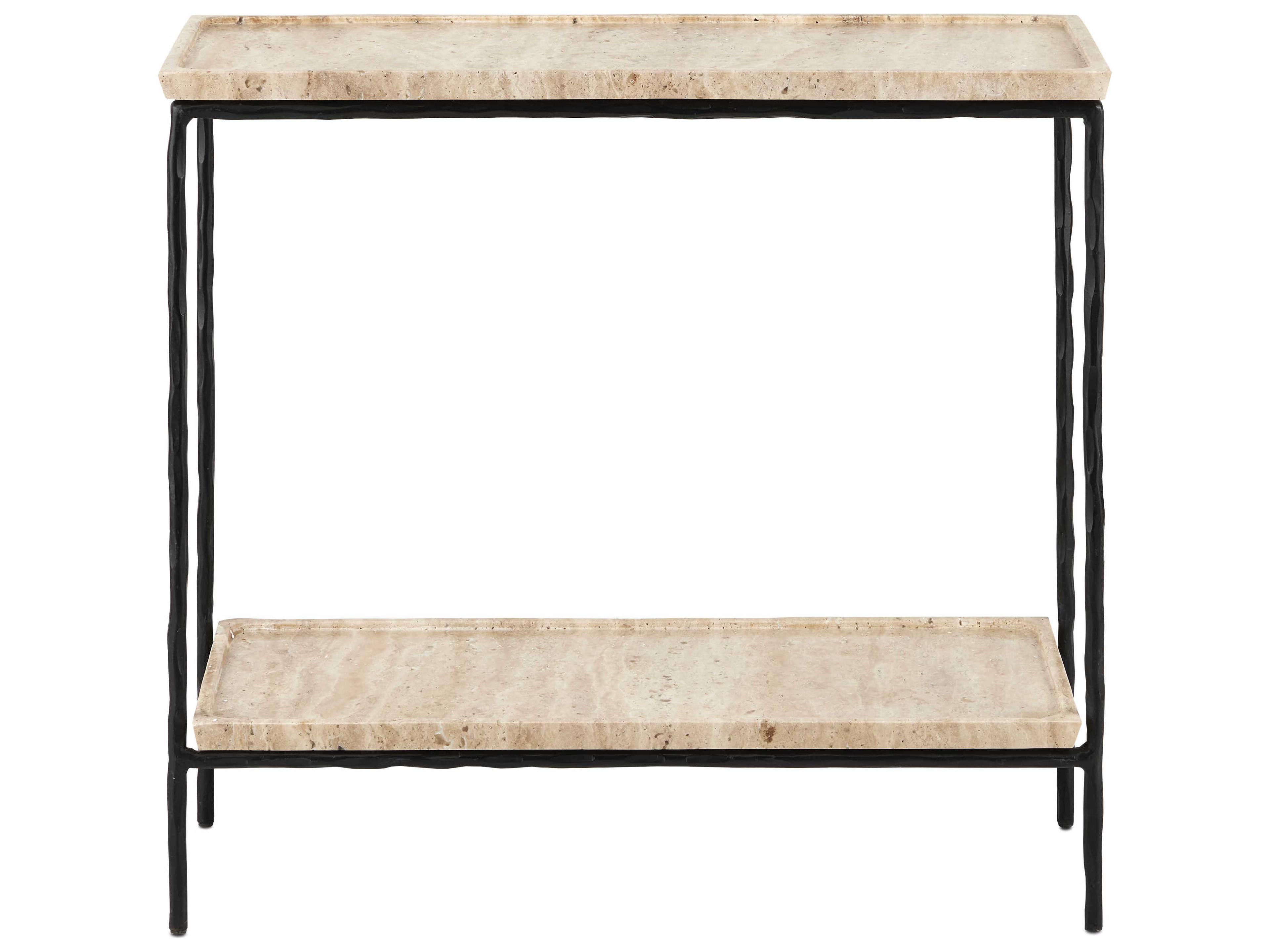 Currey & Company Boyles Rectangular Stone Natural Black End Table