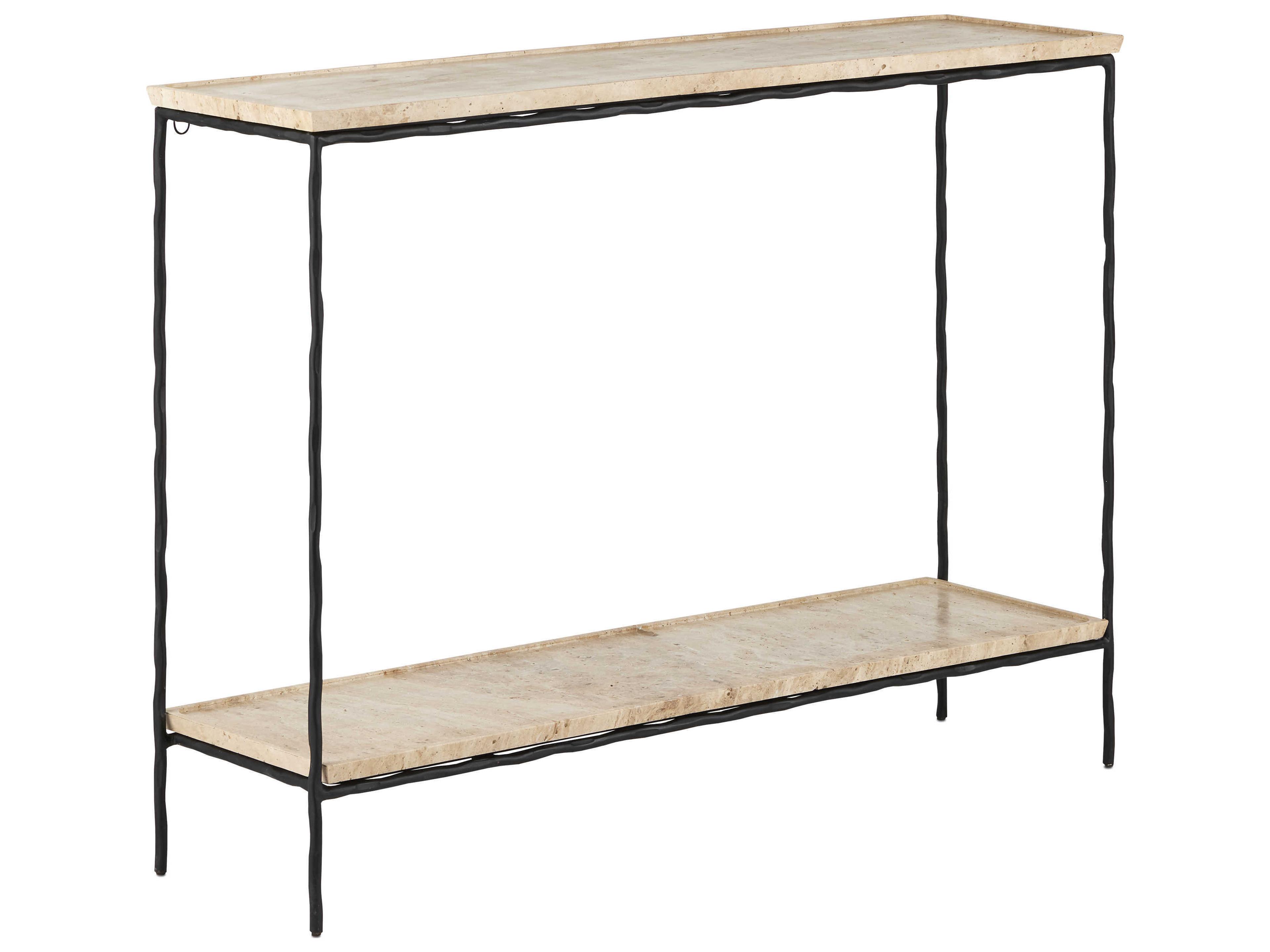 Boyles Rectangular Stone Natural Black Console Table