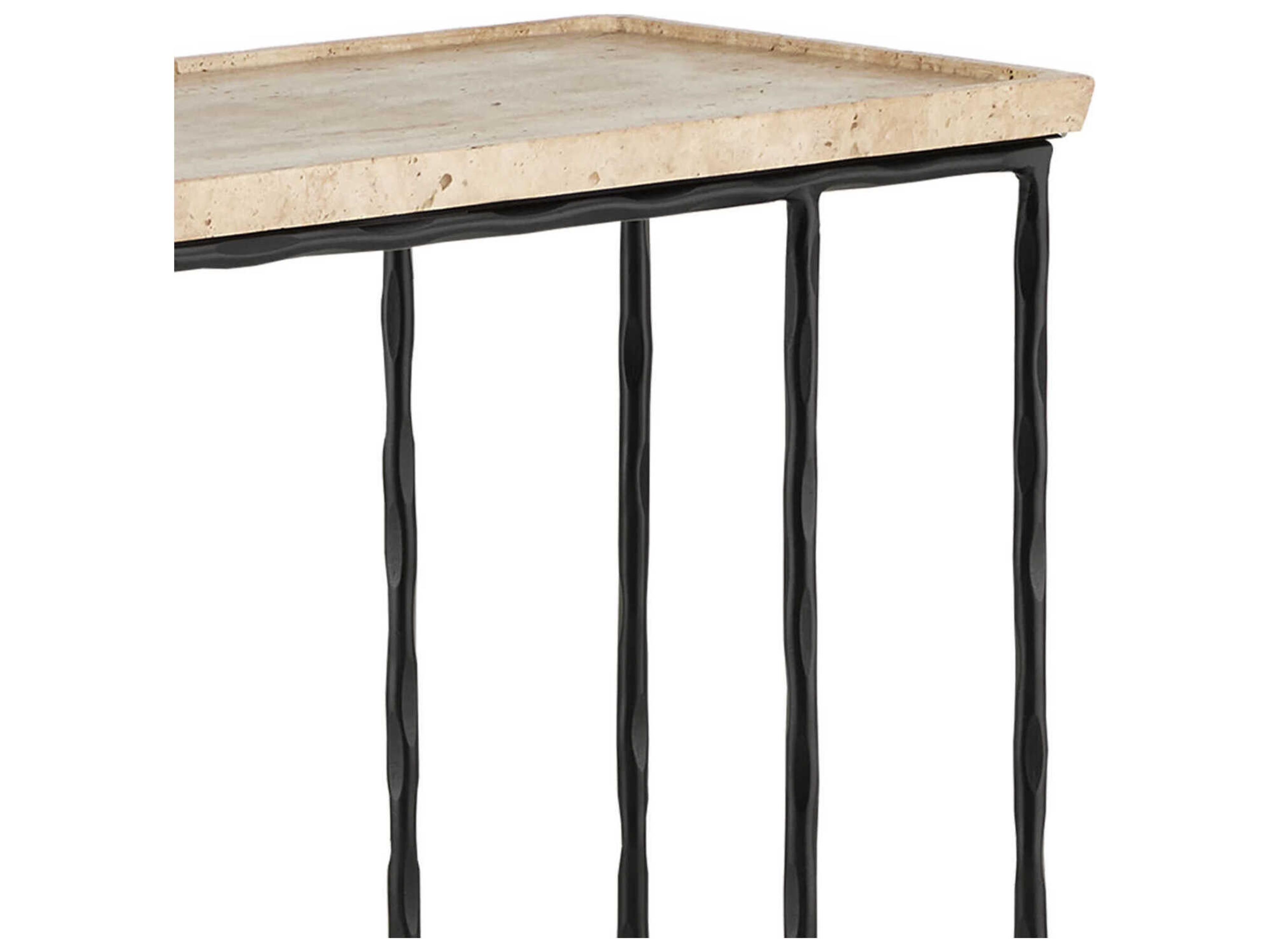 Currey & Company Boyles Rectangular Stone Natural Black End Table