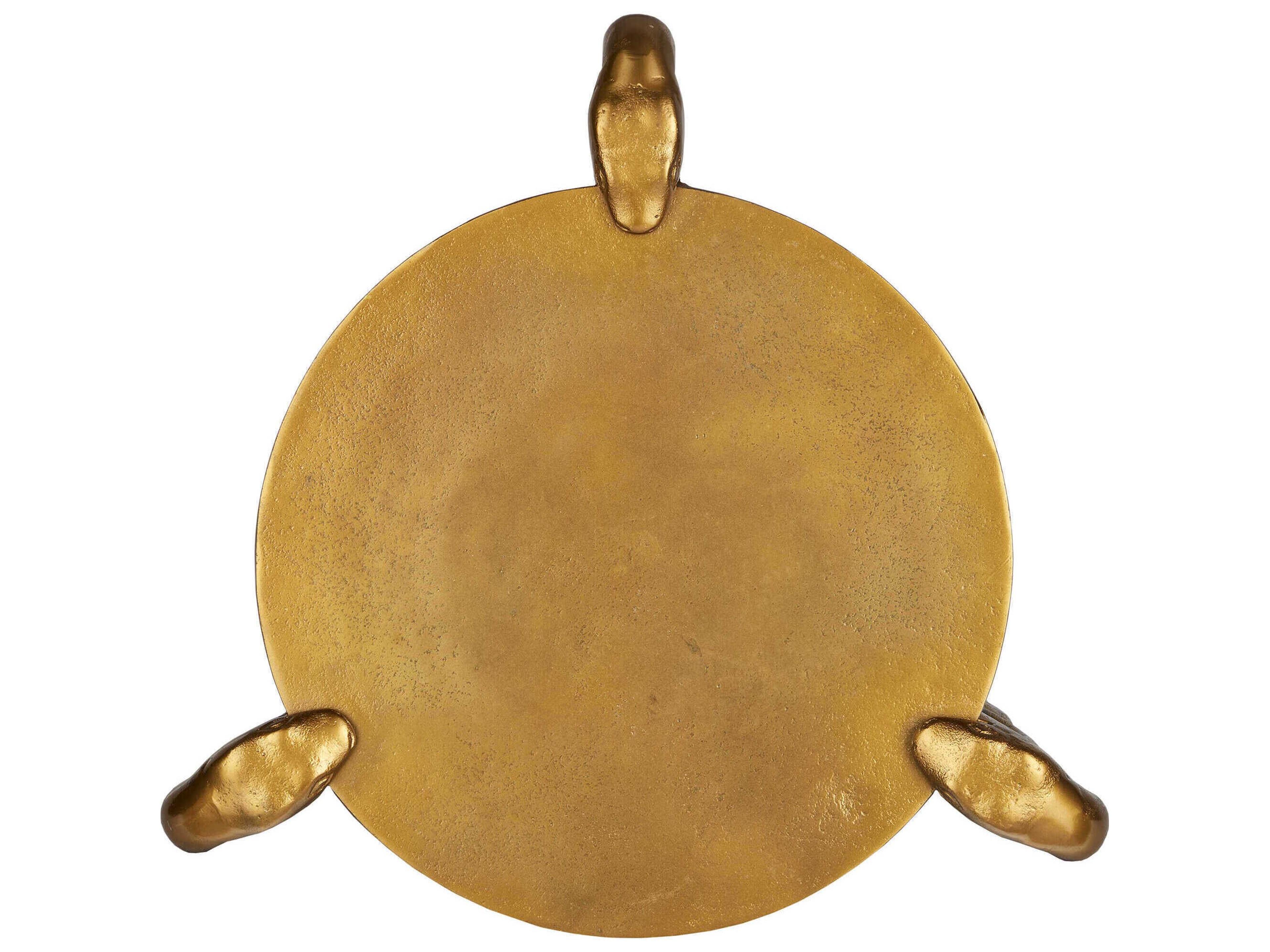 Currey & Company Serpent Round Metal Antique Brass End Table