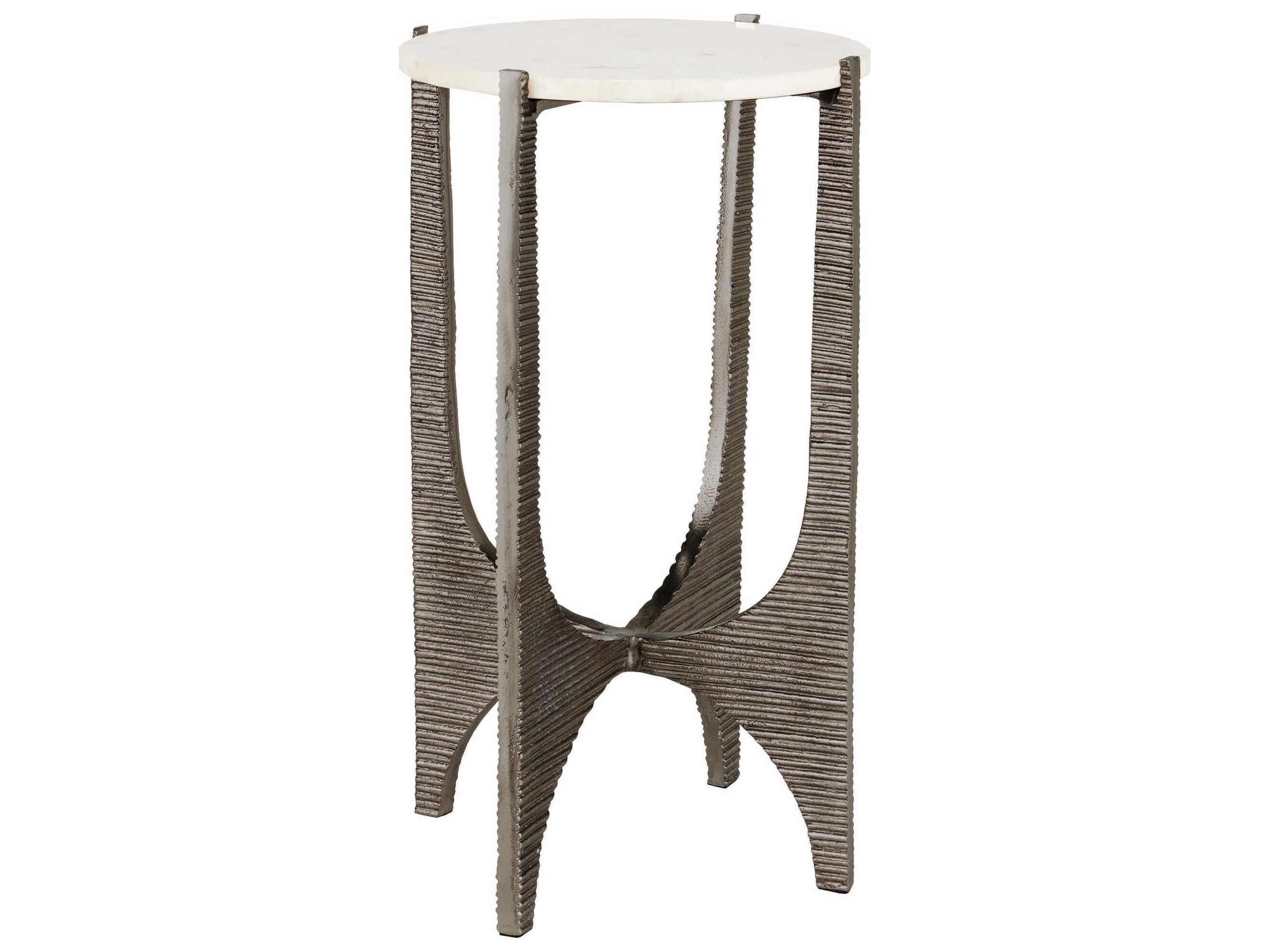 Micha Accent Table Textured Nickel and Marble