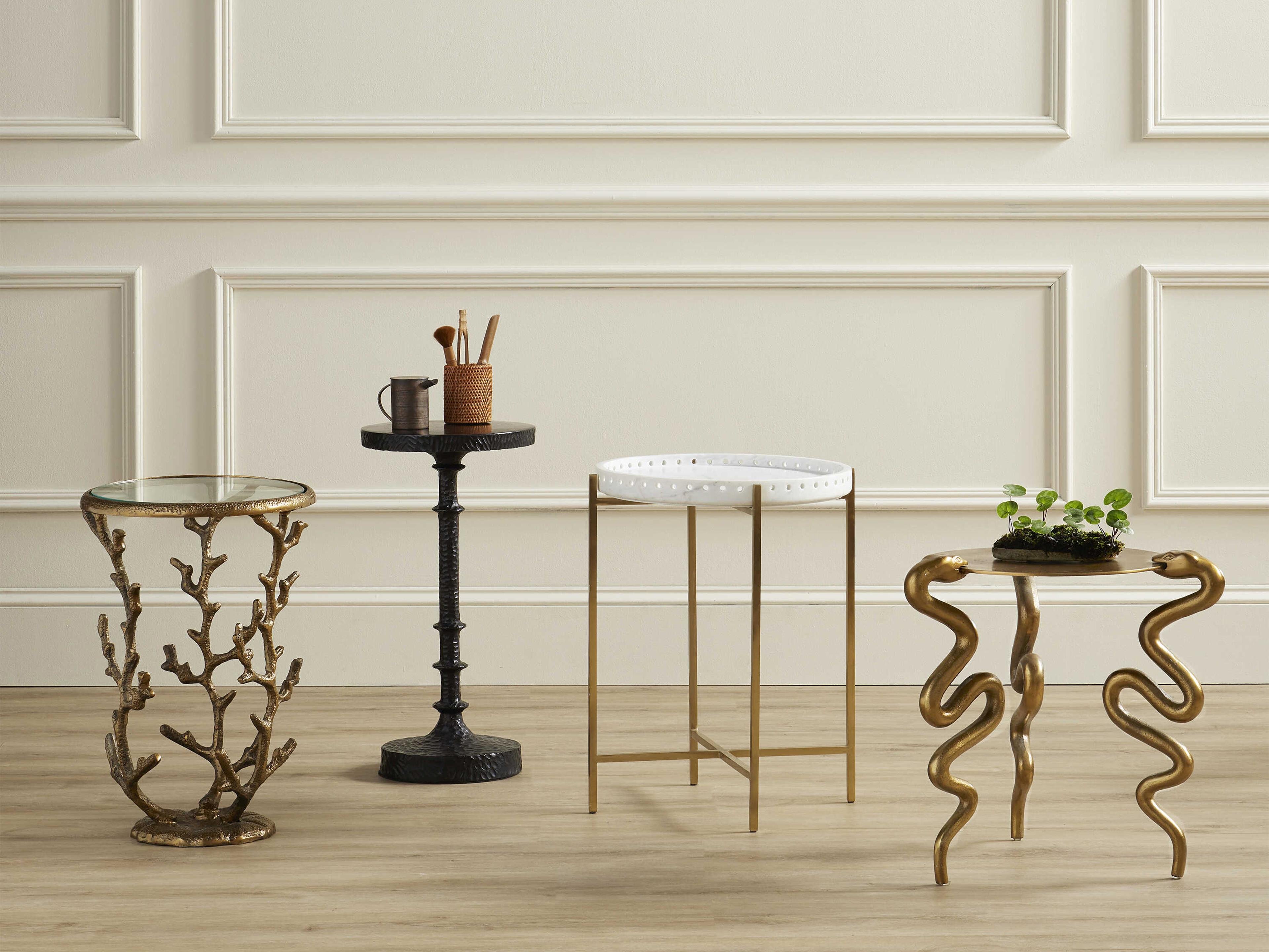 Currey & Company Gallo Round Metal Bronze End Table