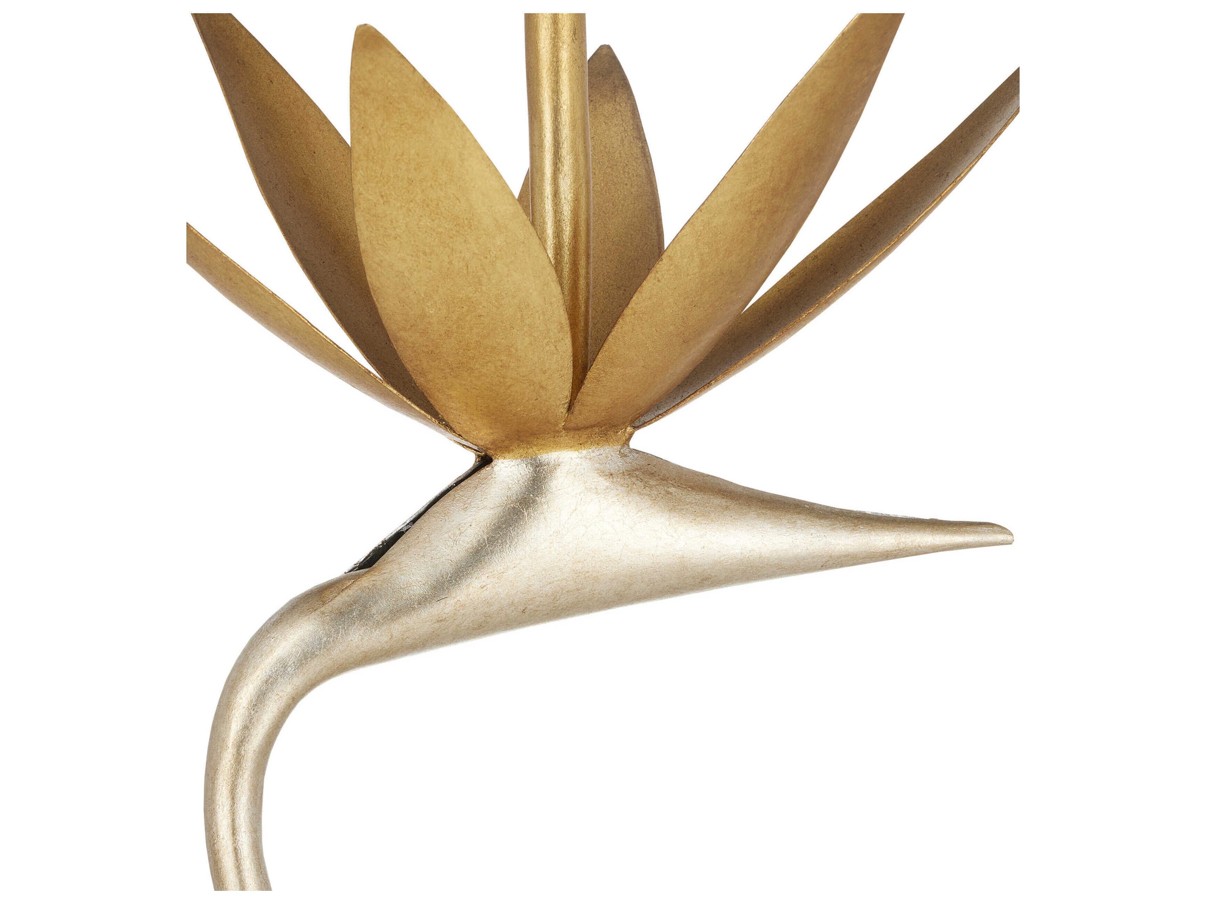 Currey & Company Paradiso Round Glass Contemporary Silver Leaf Gold Clear End Table