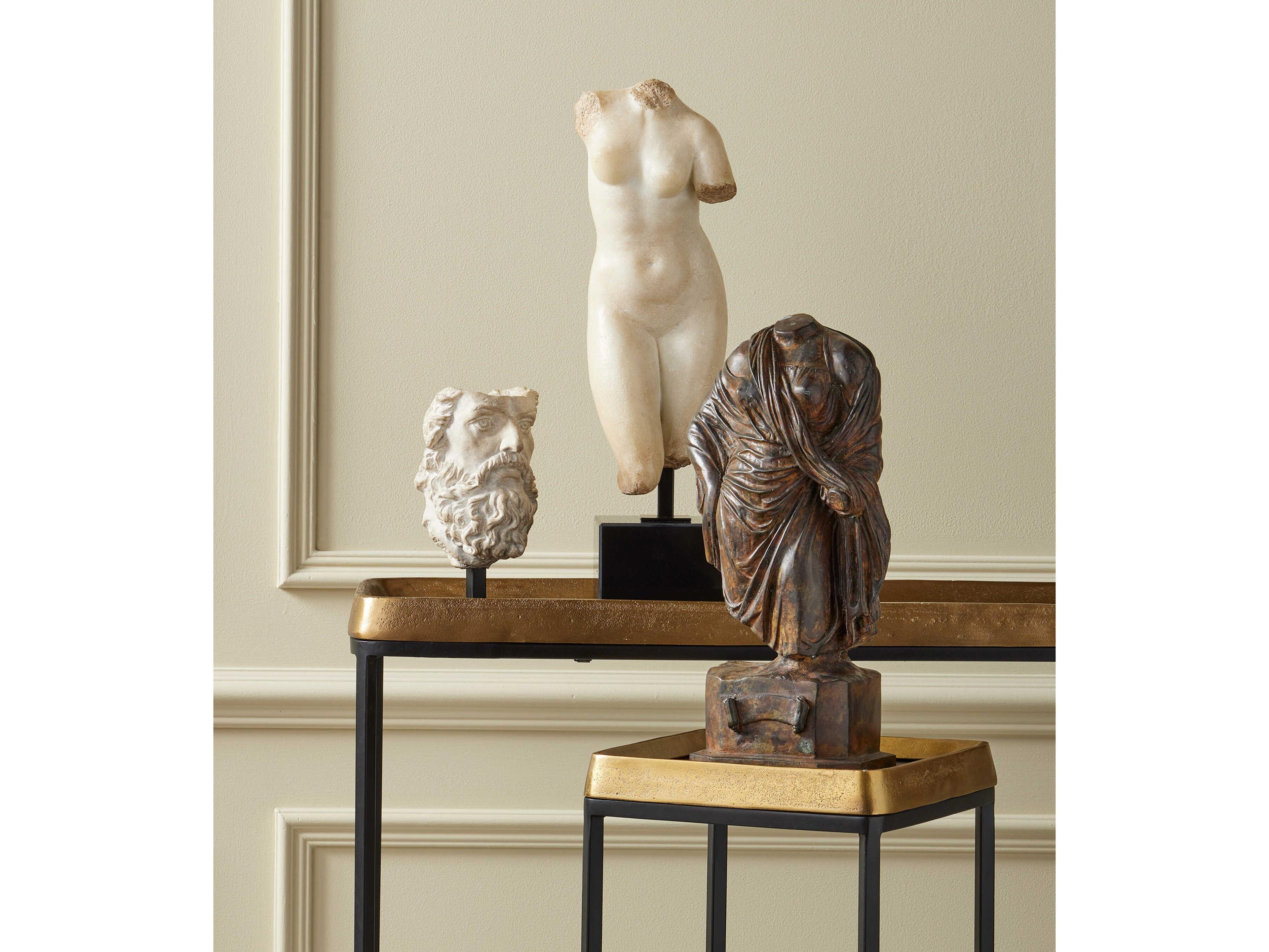 Currey & Company Tanay Rectangular Metal Antique Brass Graphite Black End Table