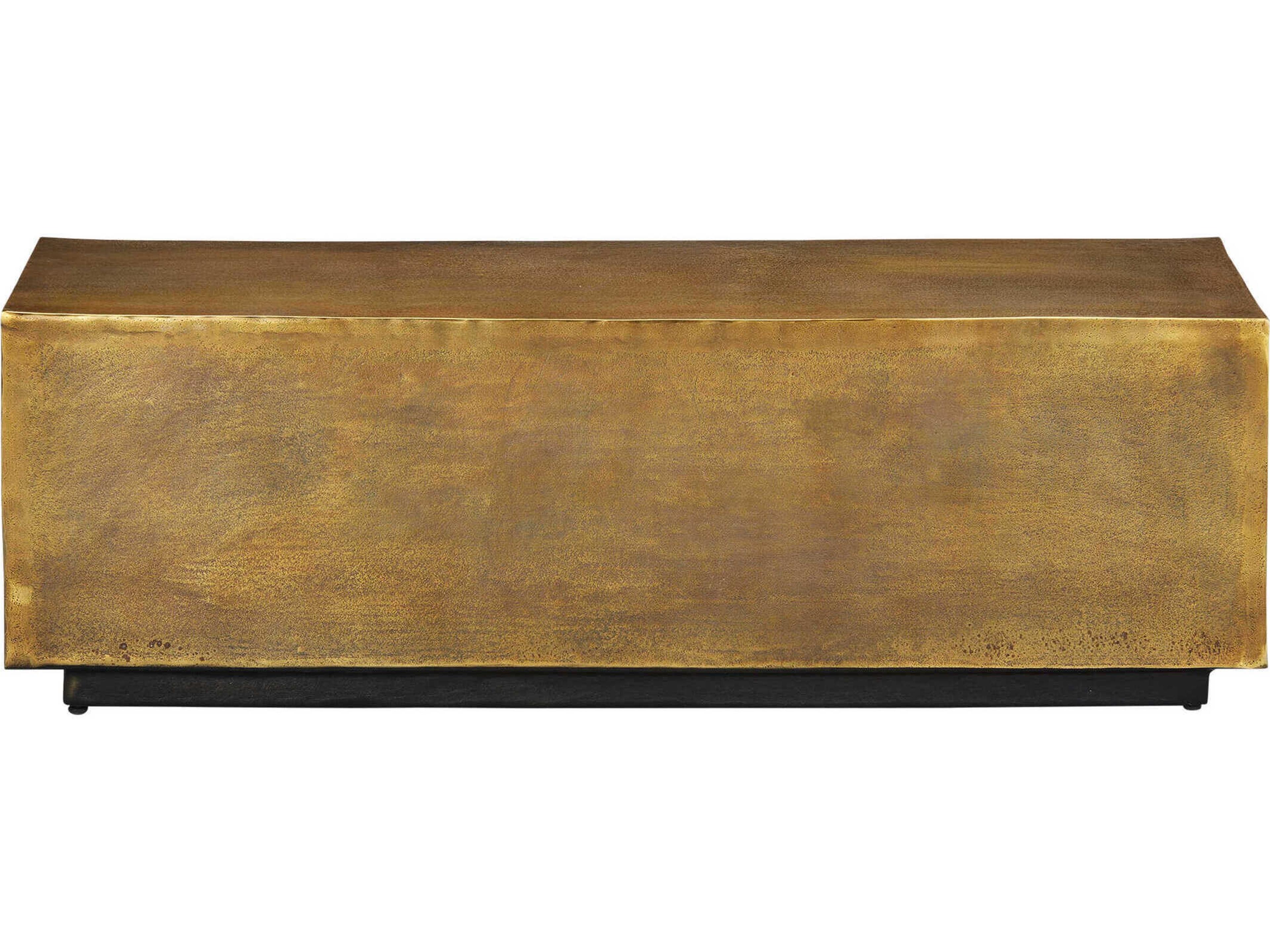 Currey & Company Jahnu Antique Brass Gold Accent Bench