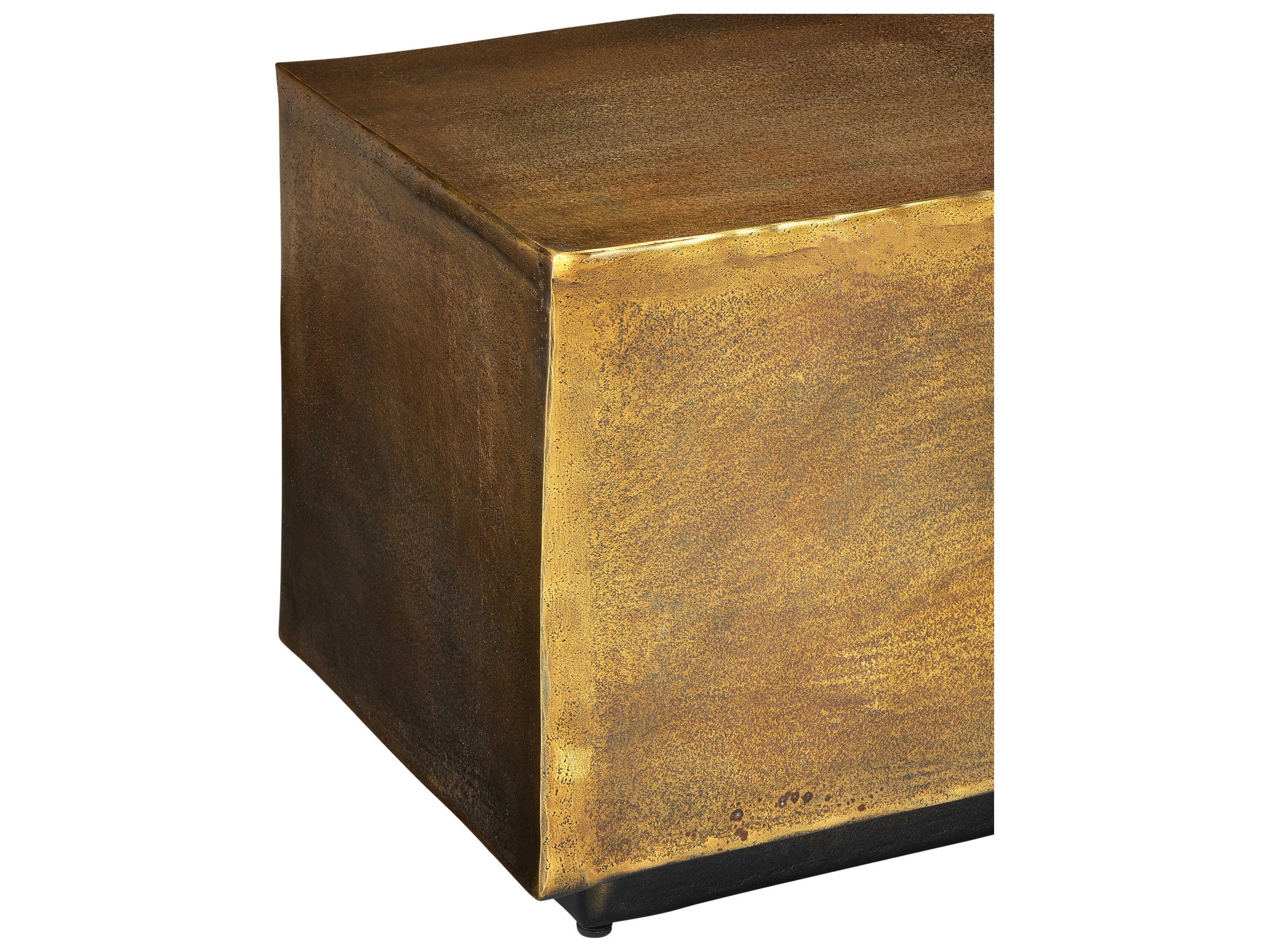 Currey & Company Jahnu Antique Brass Gold Accent Bench