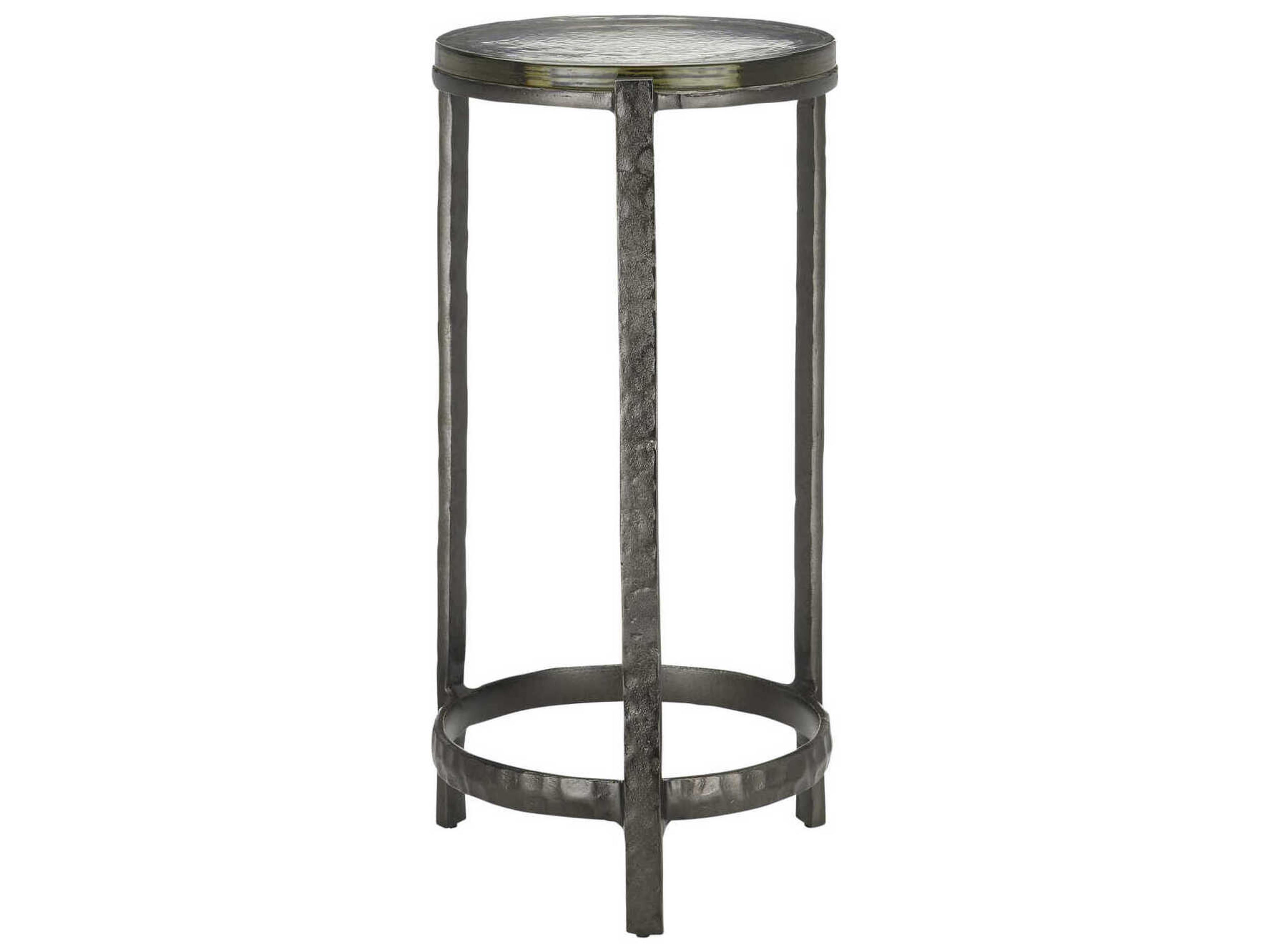Acea Round Glass Graphite Clear End Table