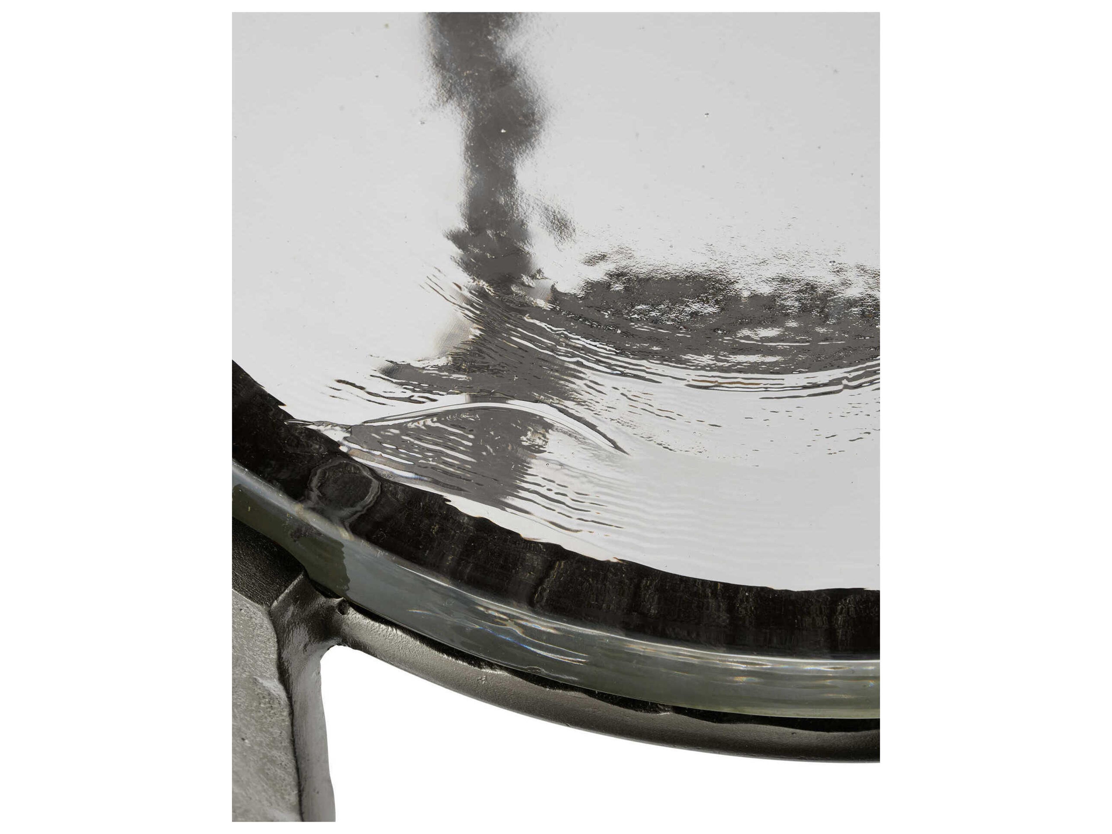 Currey & Company Acea Round Glass Graphite Clear End Table