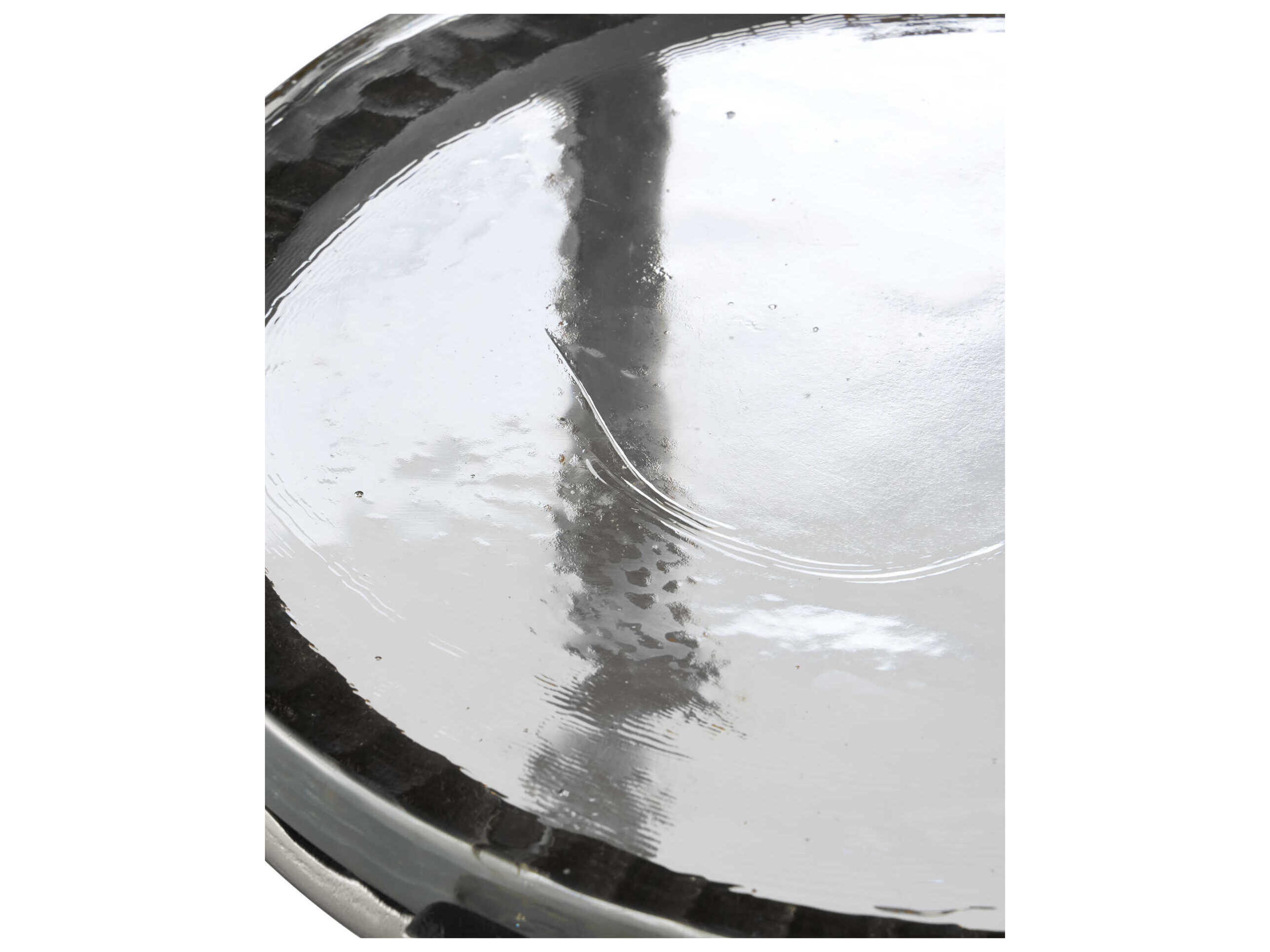 Currey & Company Acea Round Glass Graphite Clear End Table