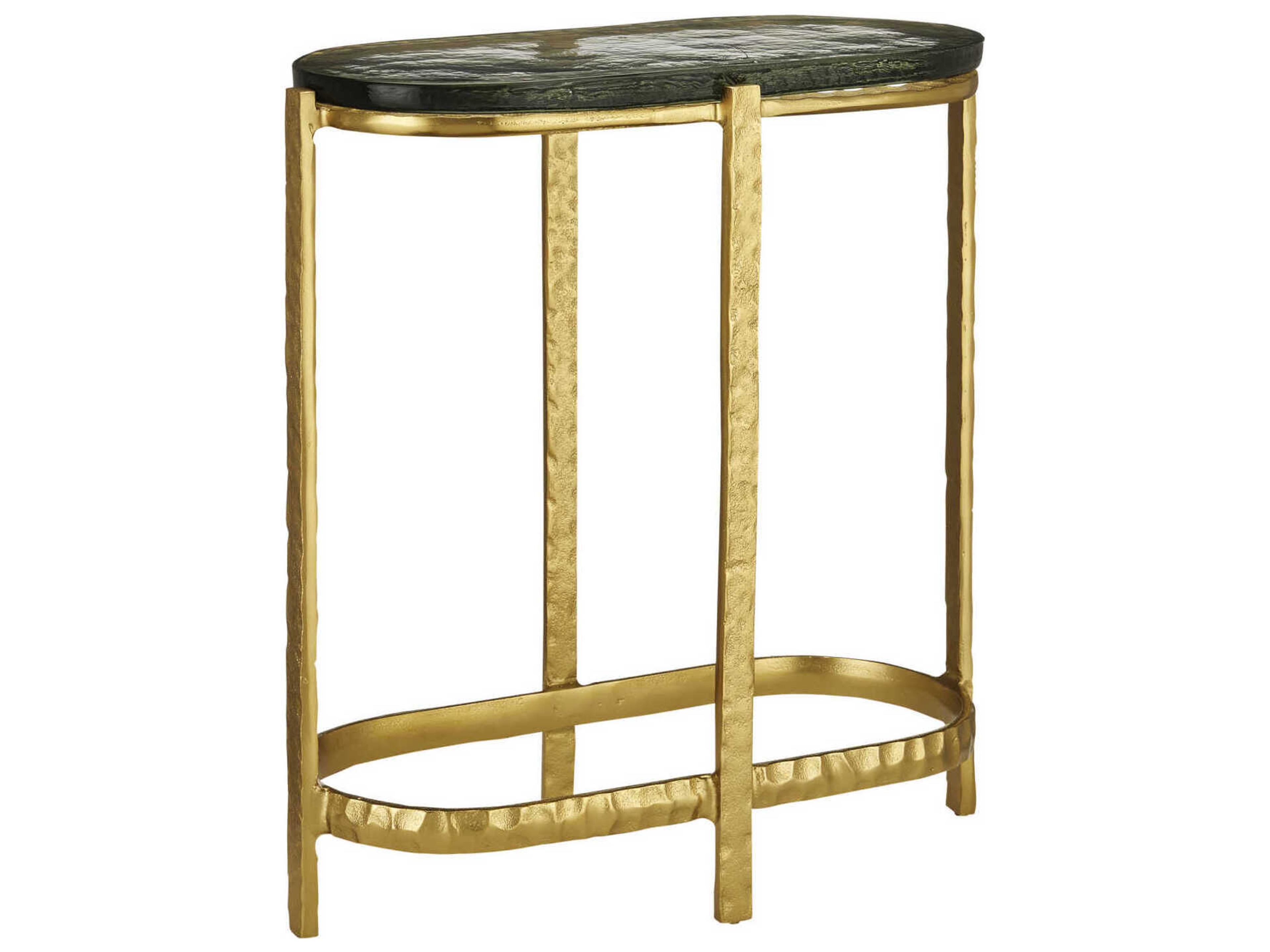 Acea Oval Glass Gold Clear End Table