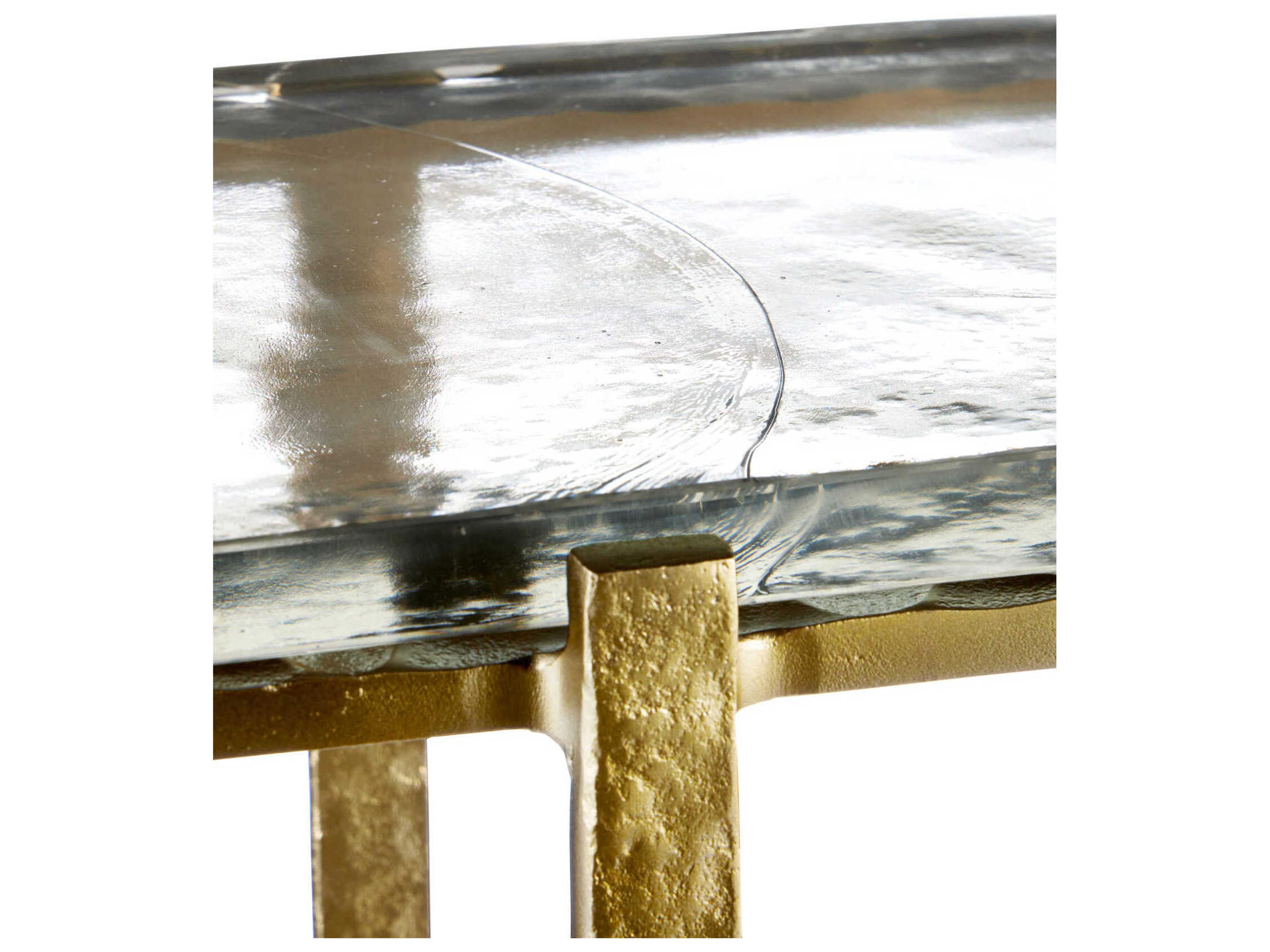 Currey & Company Acea Oval Glass Gold Clear End Table