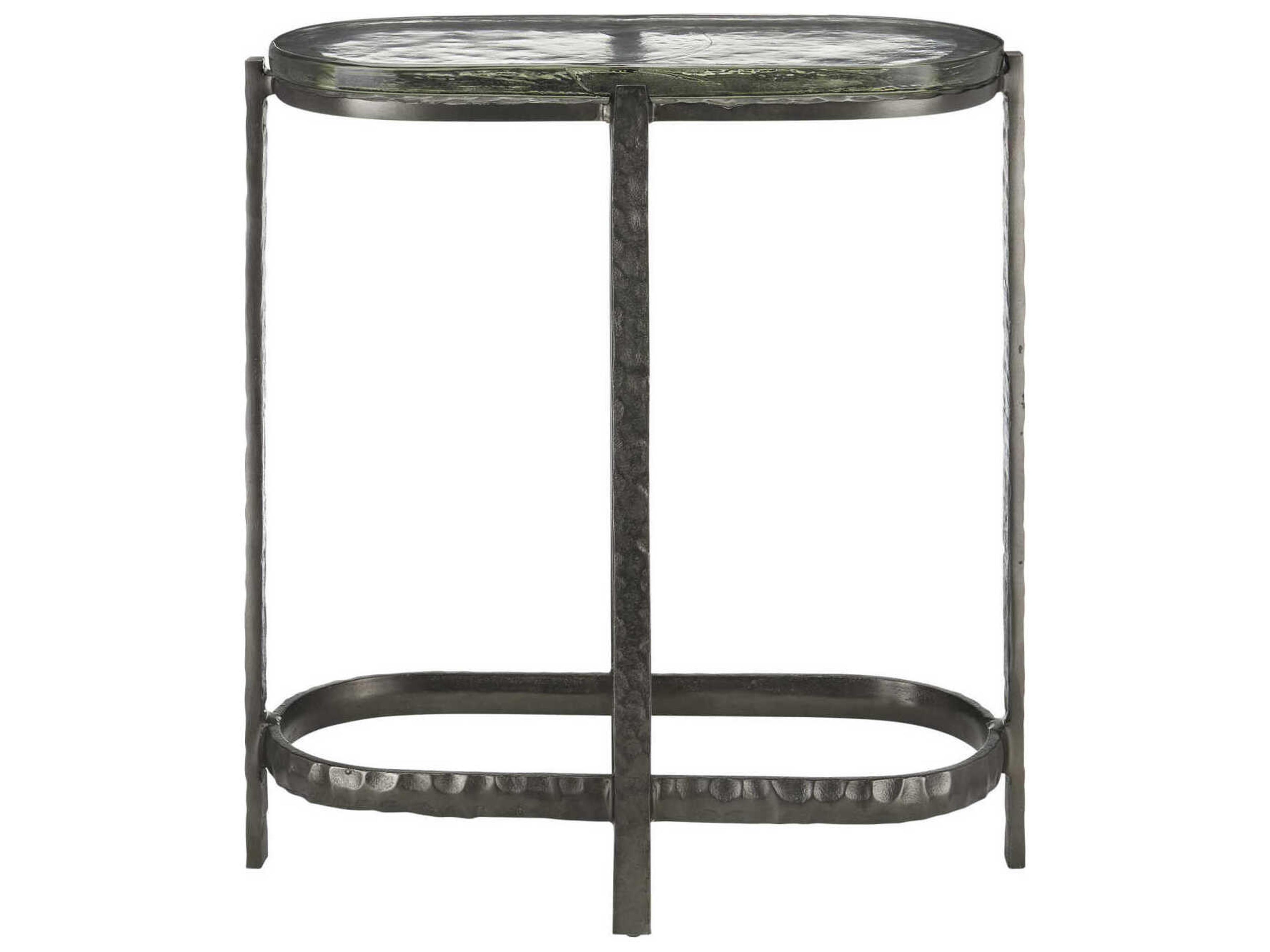 Currey & Company Acea Oval Glass Graphite Clear End Table