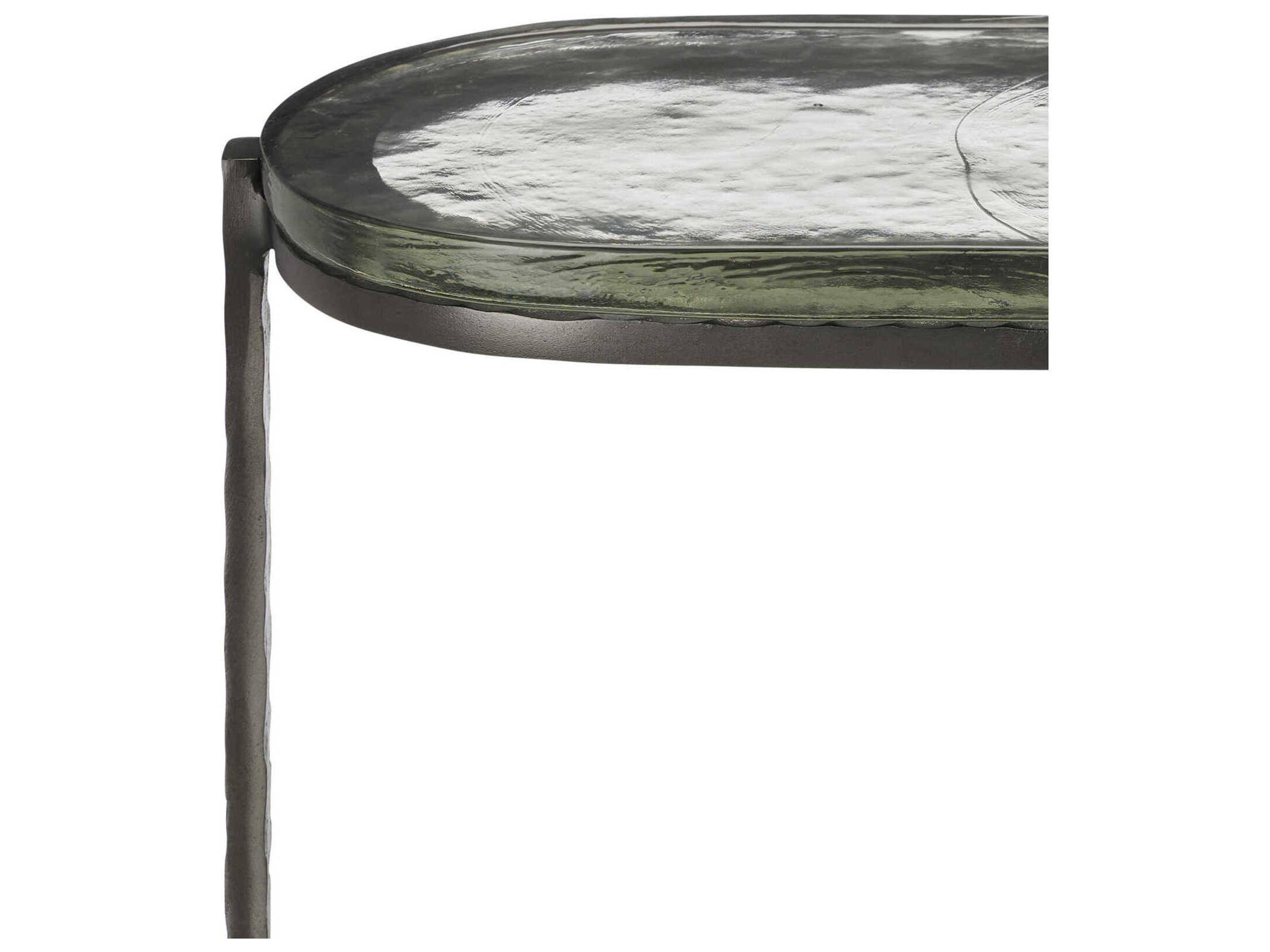 Currey & Company Acea Oval Glass Graphite Clear End Table