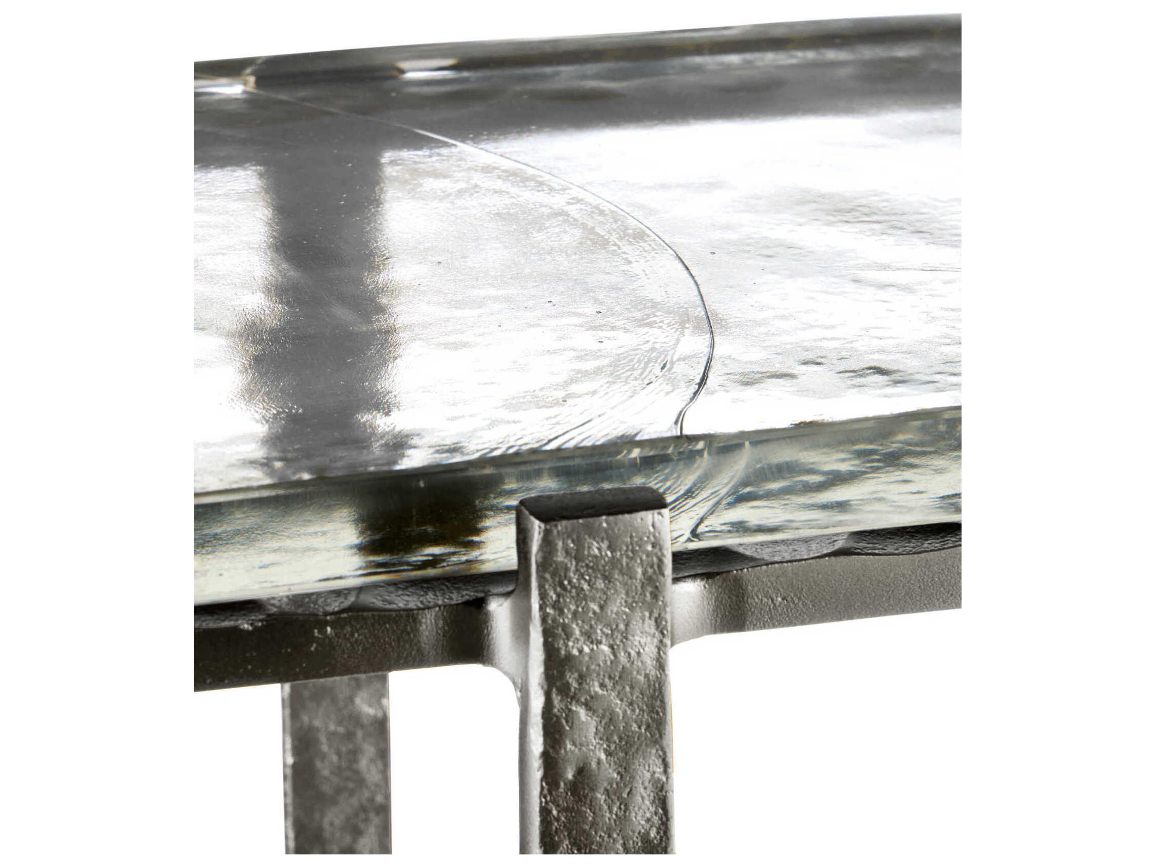 Currey & Company Acea Oval Glass Graphite Clear End Table