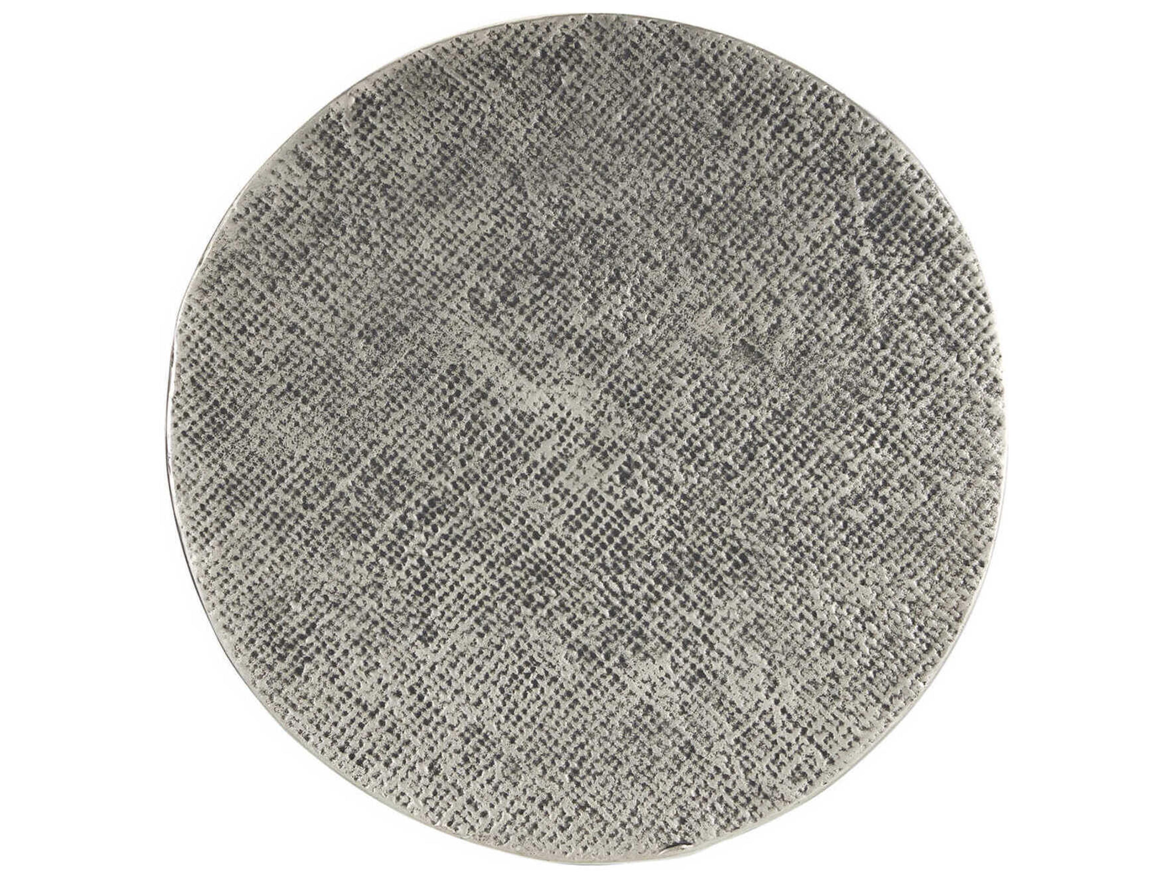 Currey & Company Kabeen Round Metal Antique Silver End Table