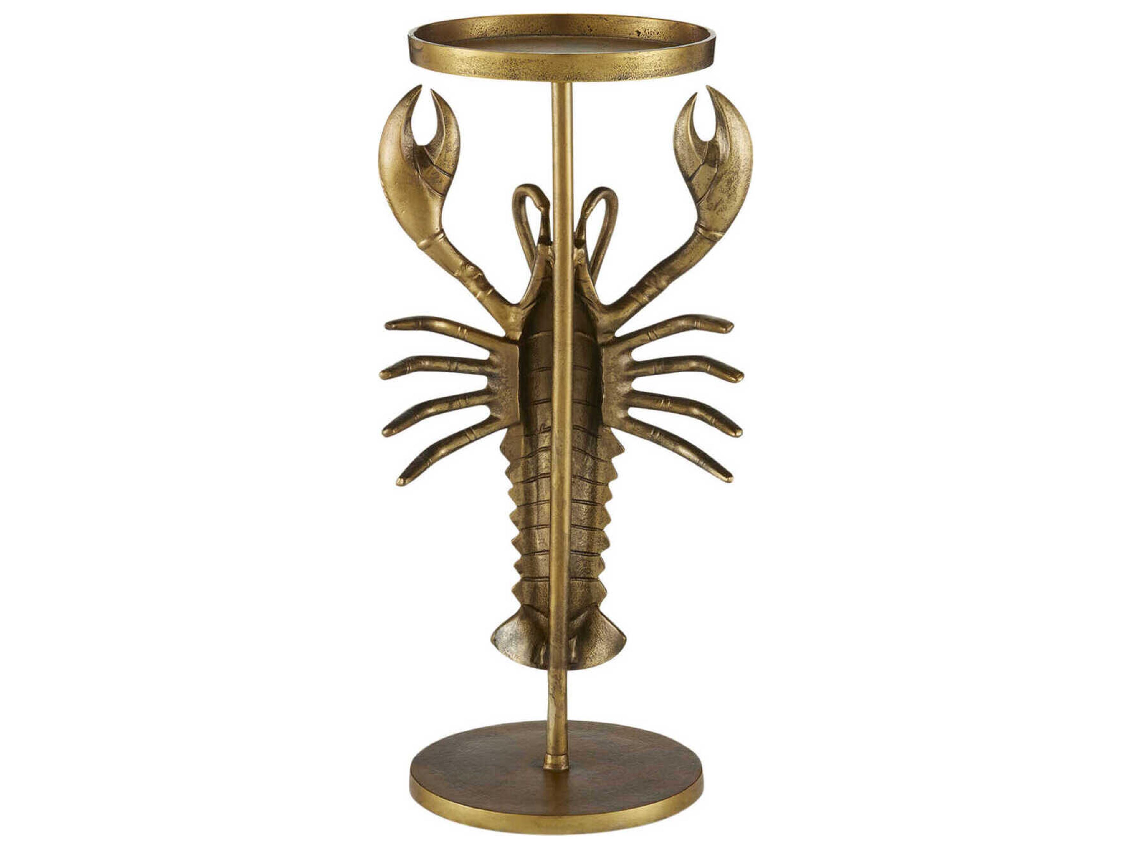 Currey & Company Georgetown Round Metal Antique Brass End Table