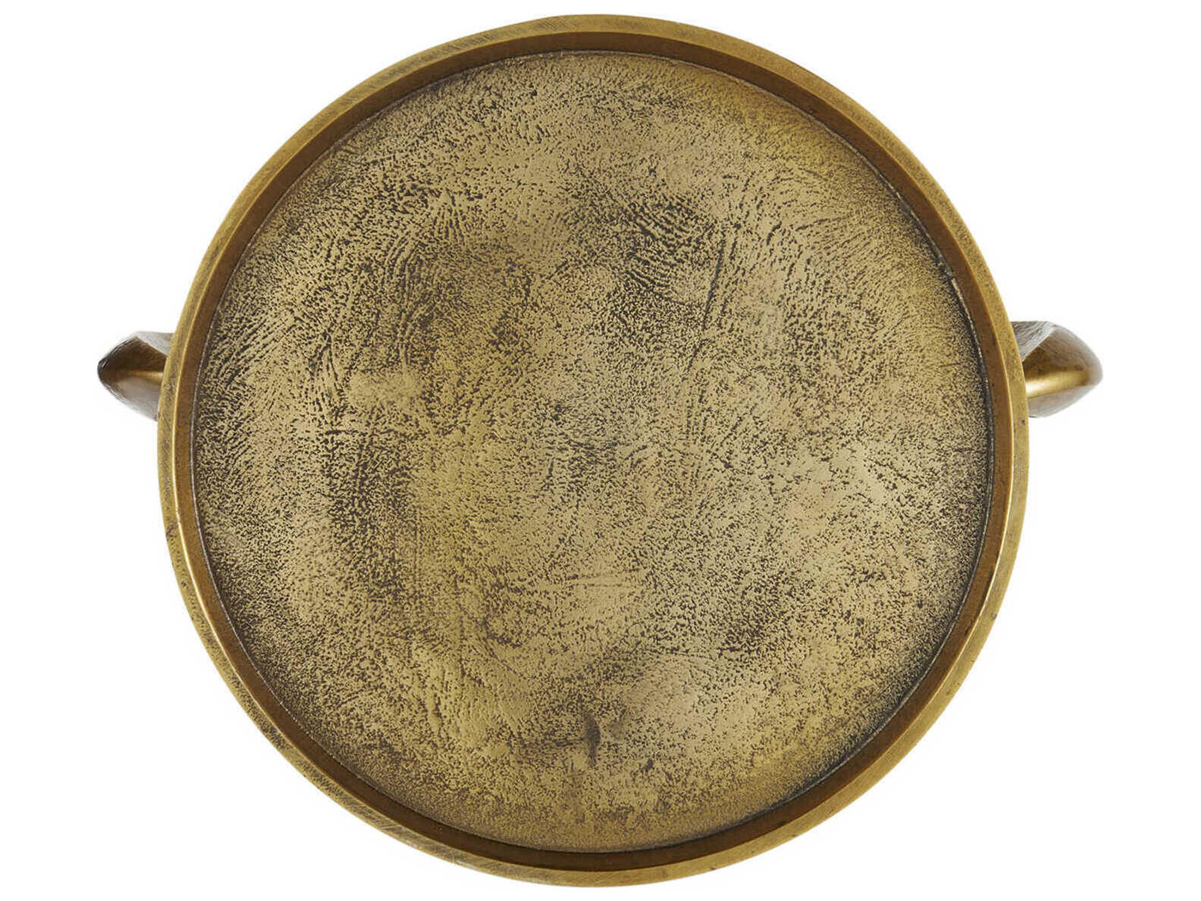 Currey & Company Georgetown Round Metal Antique Brass End Table