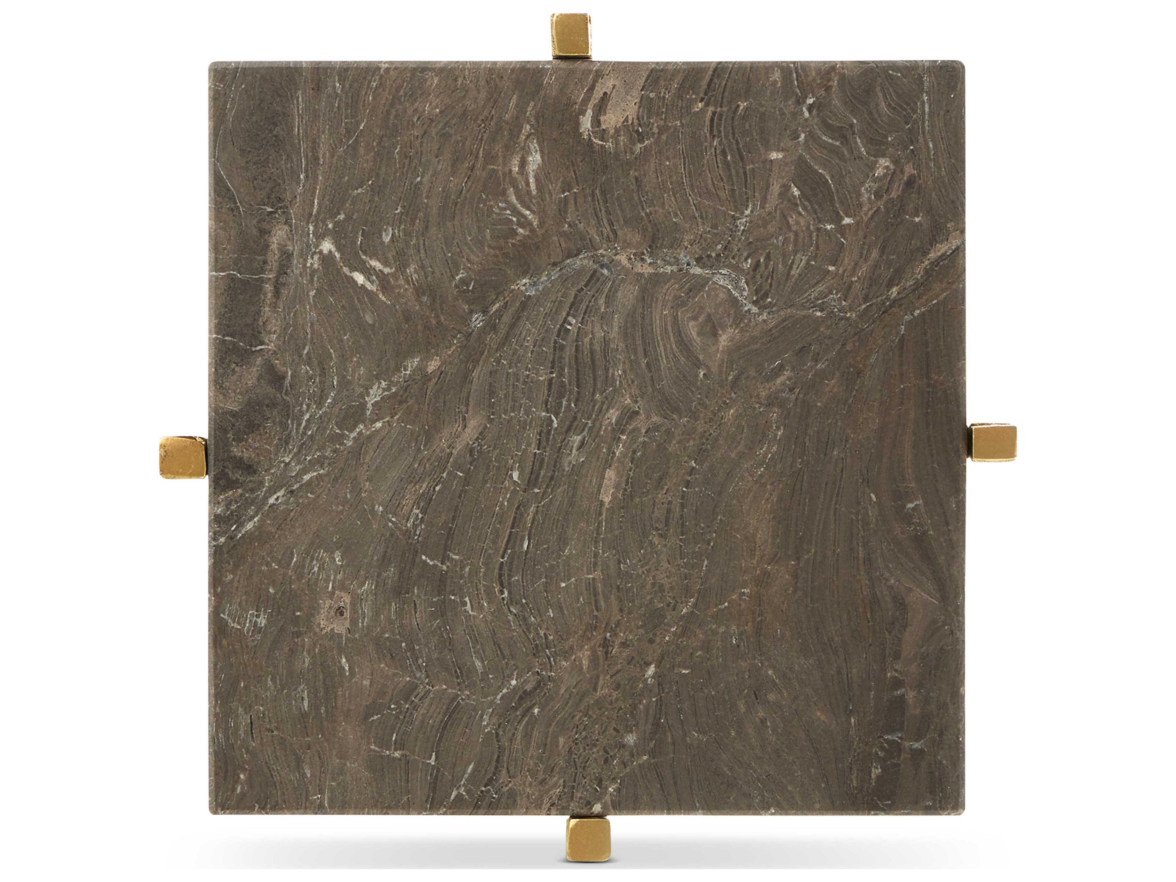 Currey & Company Flying 9" Square Stone Natural Gold End Table