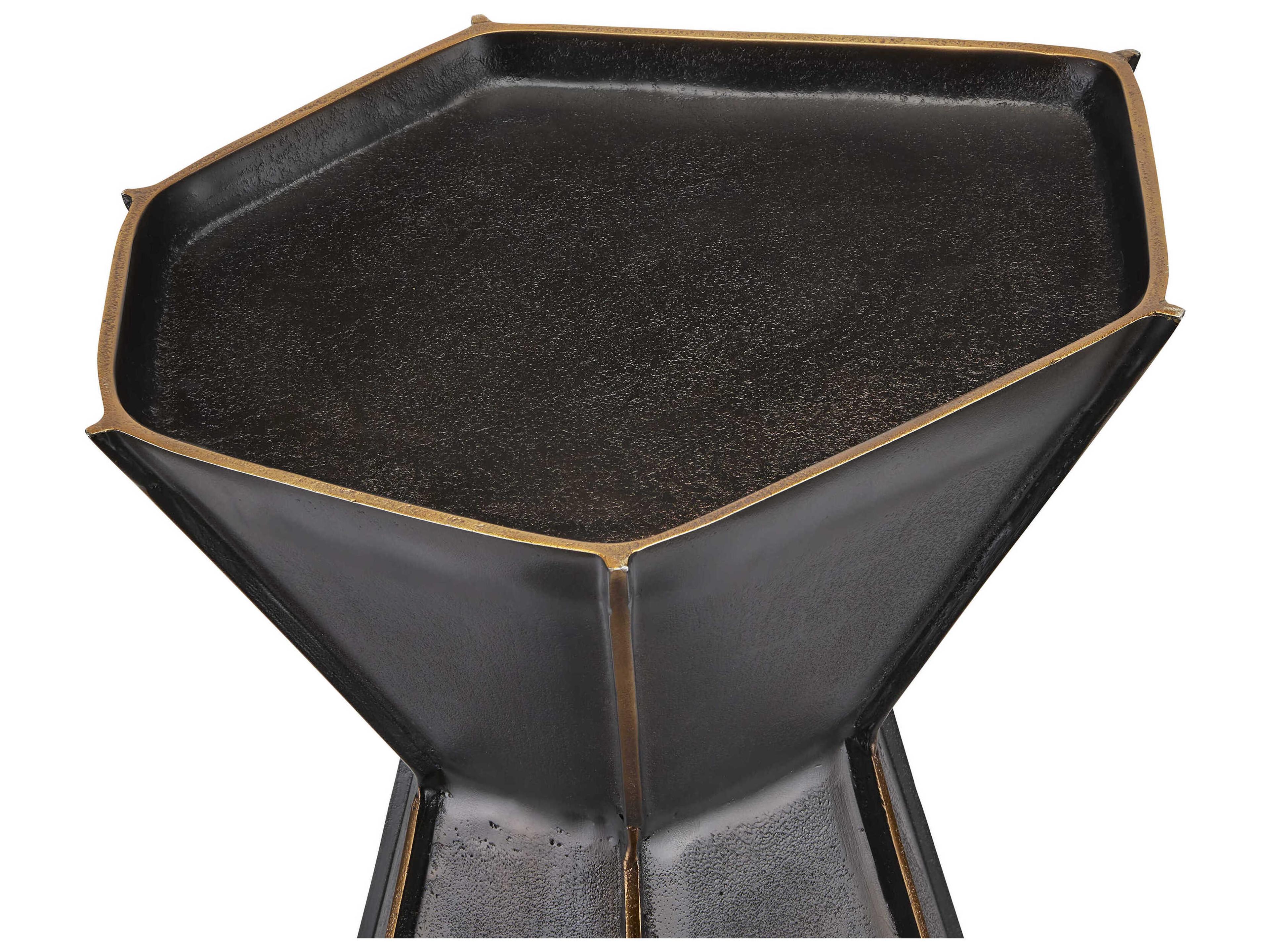 Currey & Company Merola Hexagon Metal Bronze Gold End Table