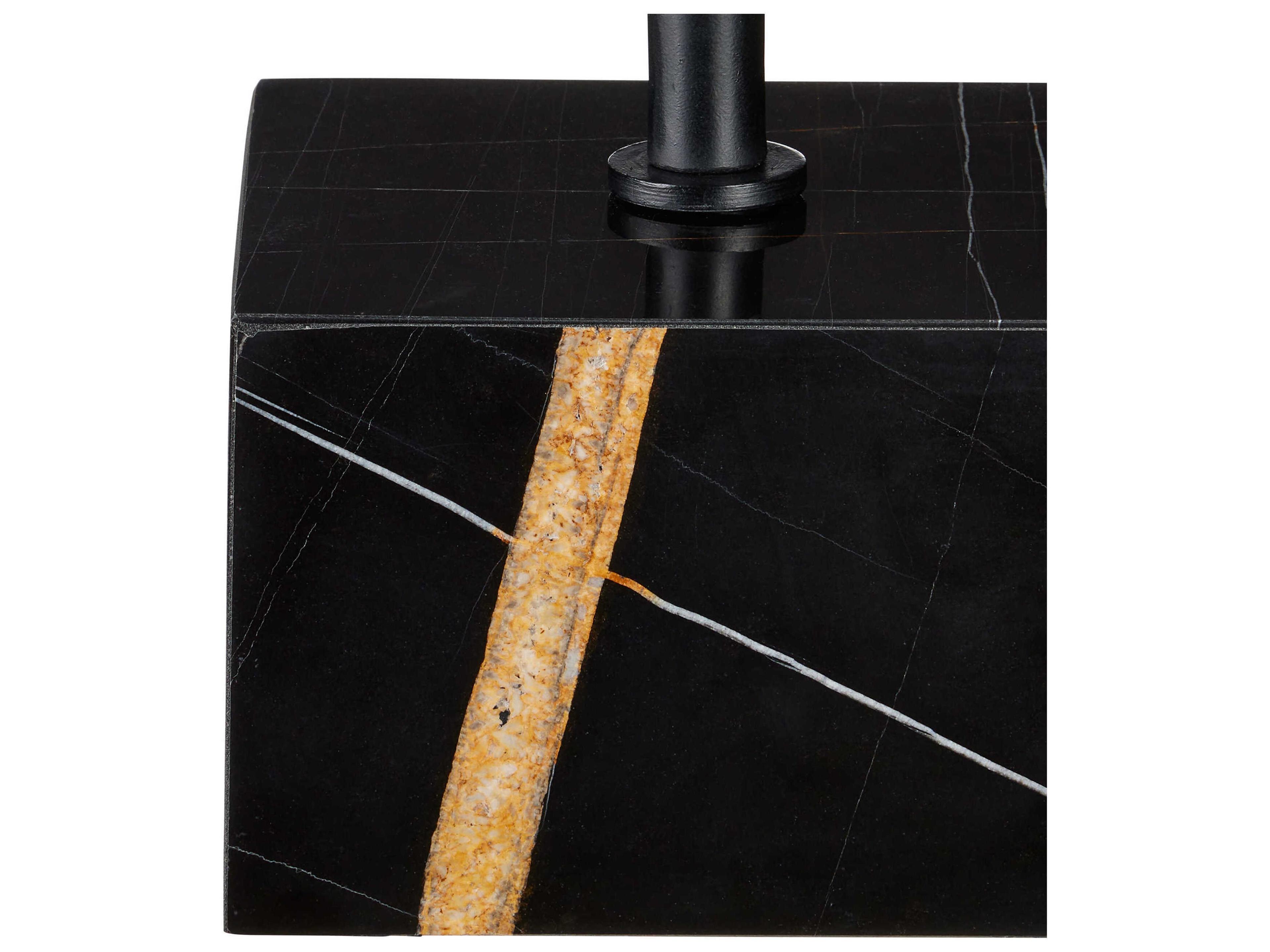 Currey & Company Prado Round Marble Natural Black End Table