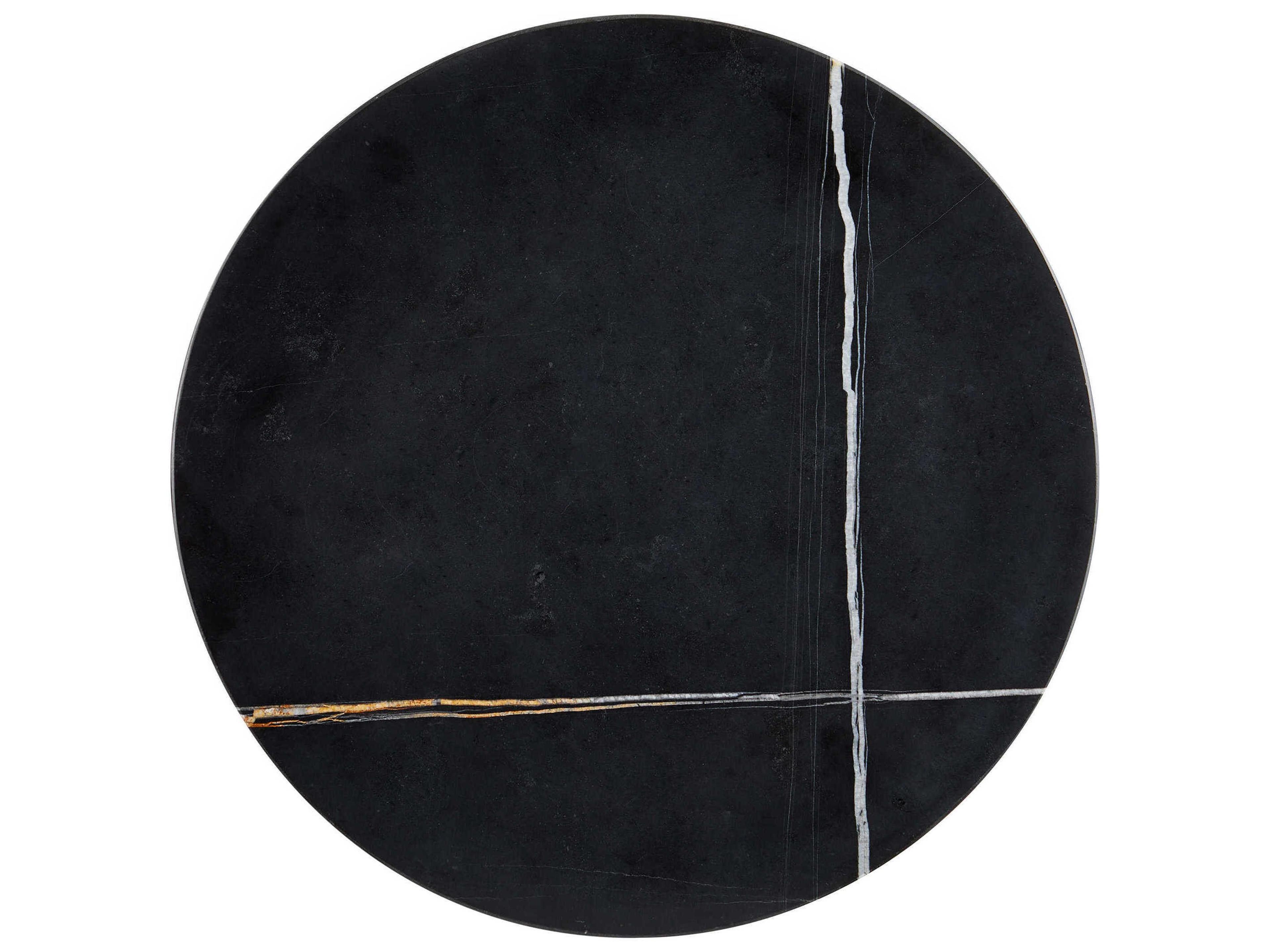 Currey & Company Prado Round Marble Natural Black End Table