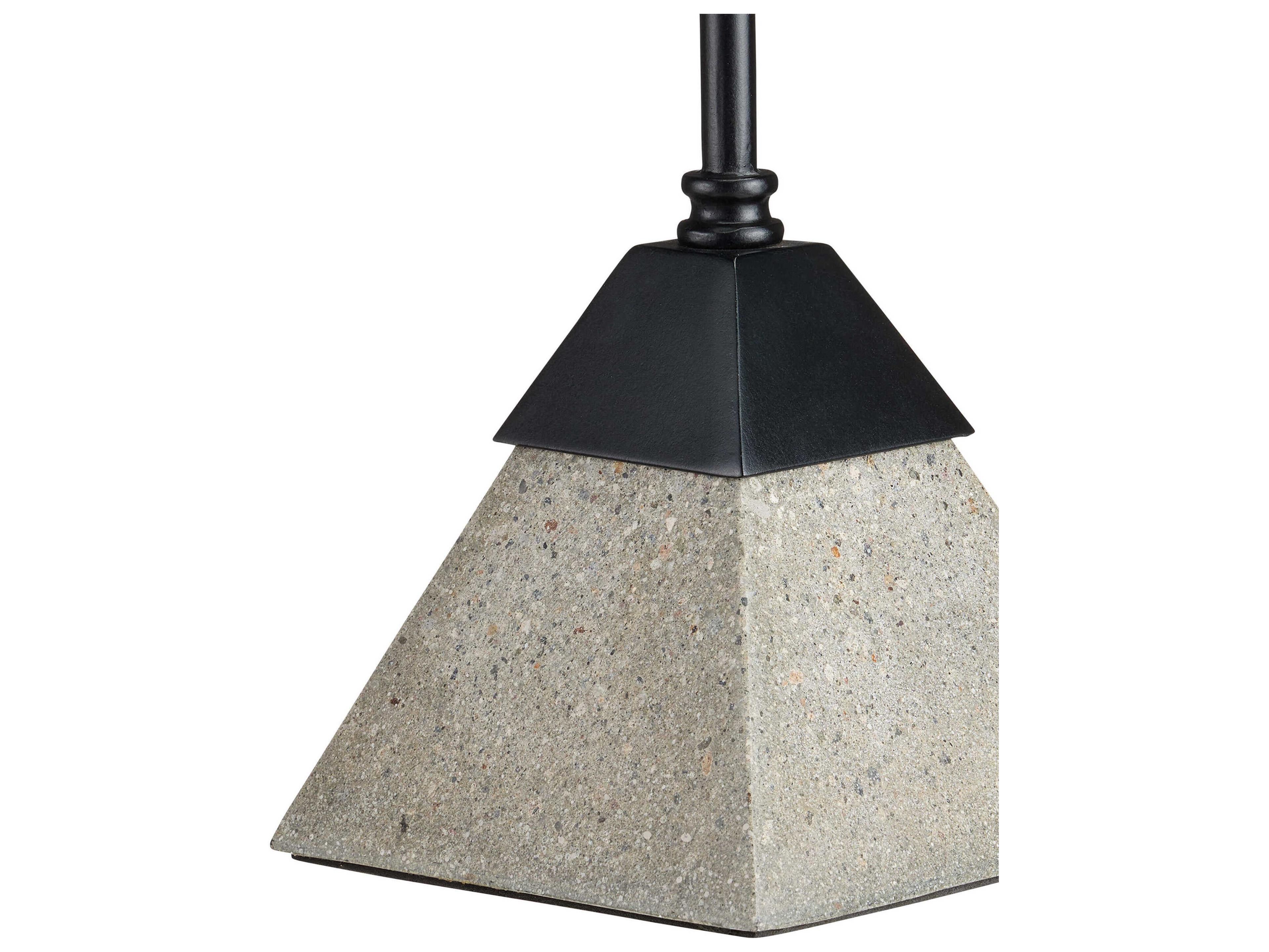 Currey & Company Parna Round Glass Satin Black Polished Concrete Clear End Table