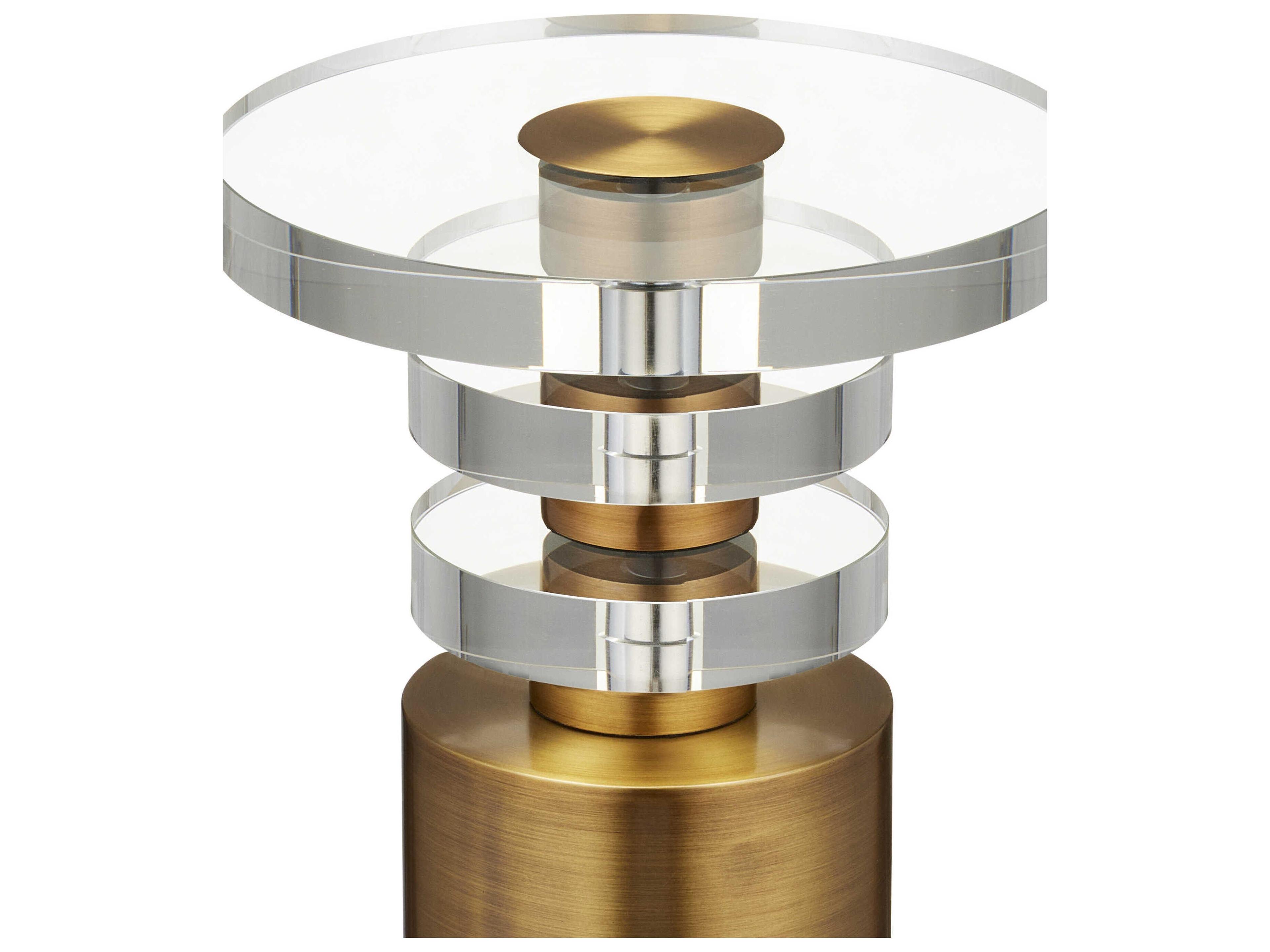 Currey & Company Shani 9" Round Glass Antique Brass End Table