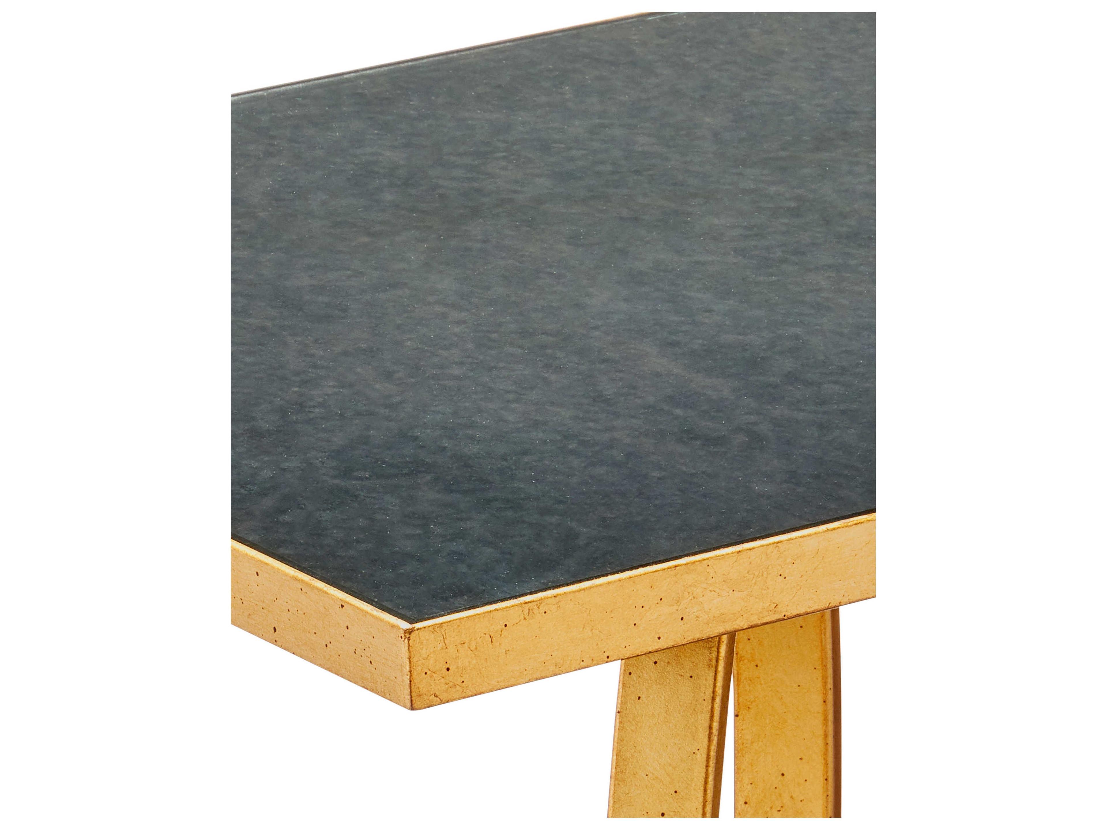 Currey & Company Bangle 18" Rectangular Glass Gold Leaf Antique Mirror End Table