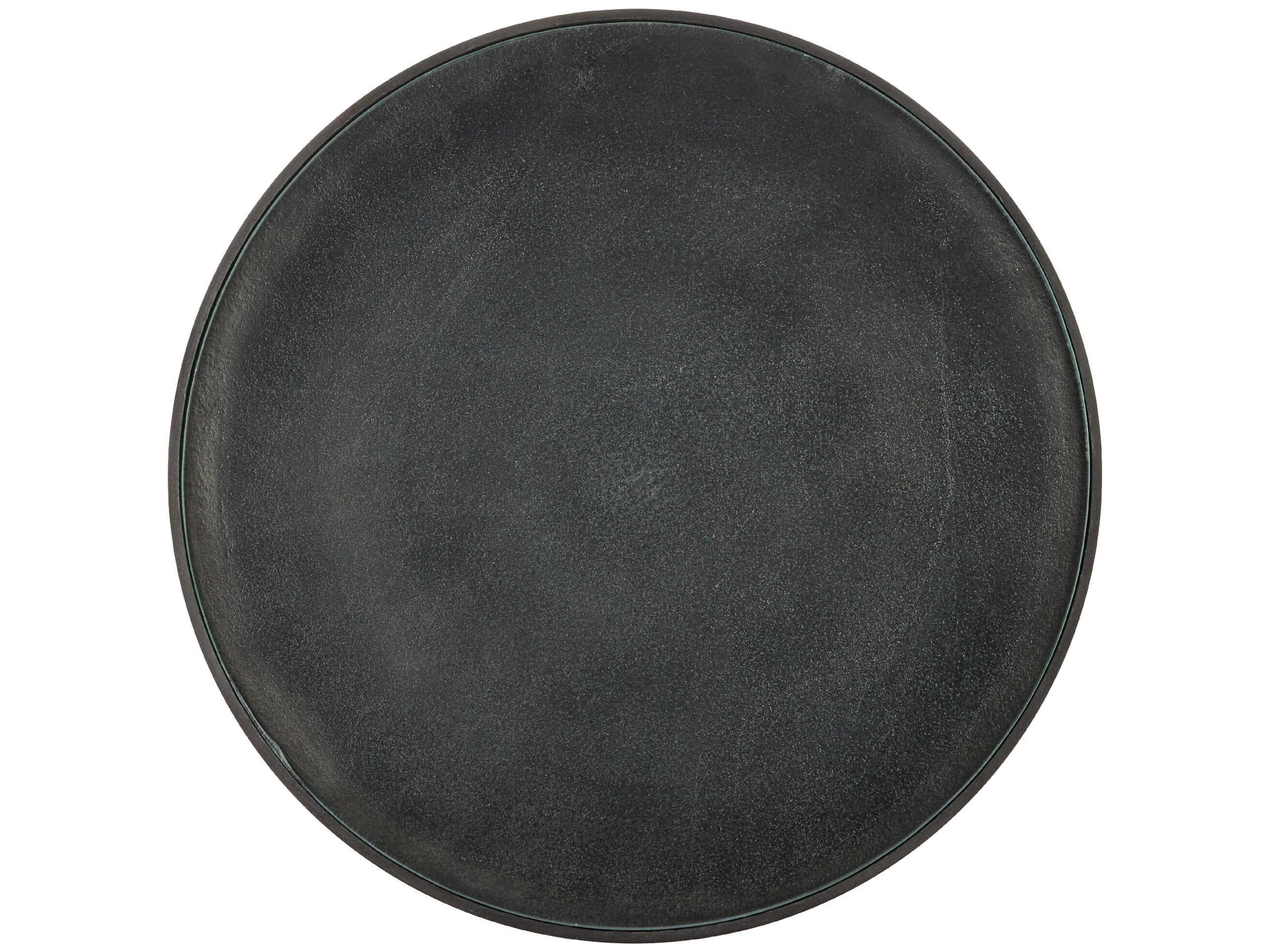 Currey & Company Janil 19" Round Glass Graphite End Table