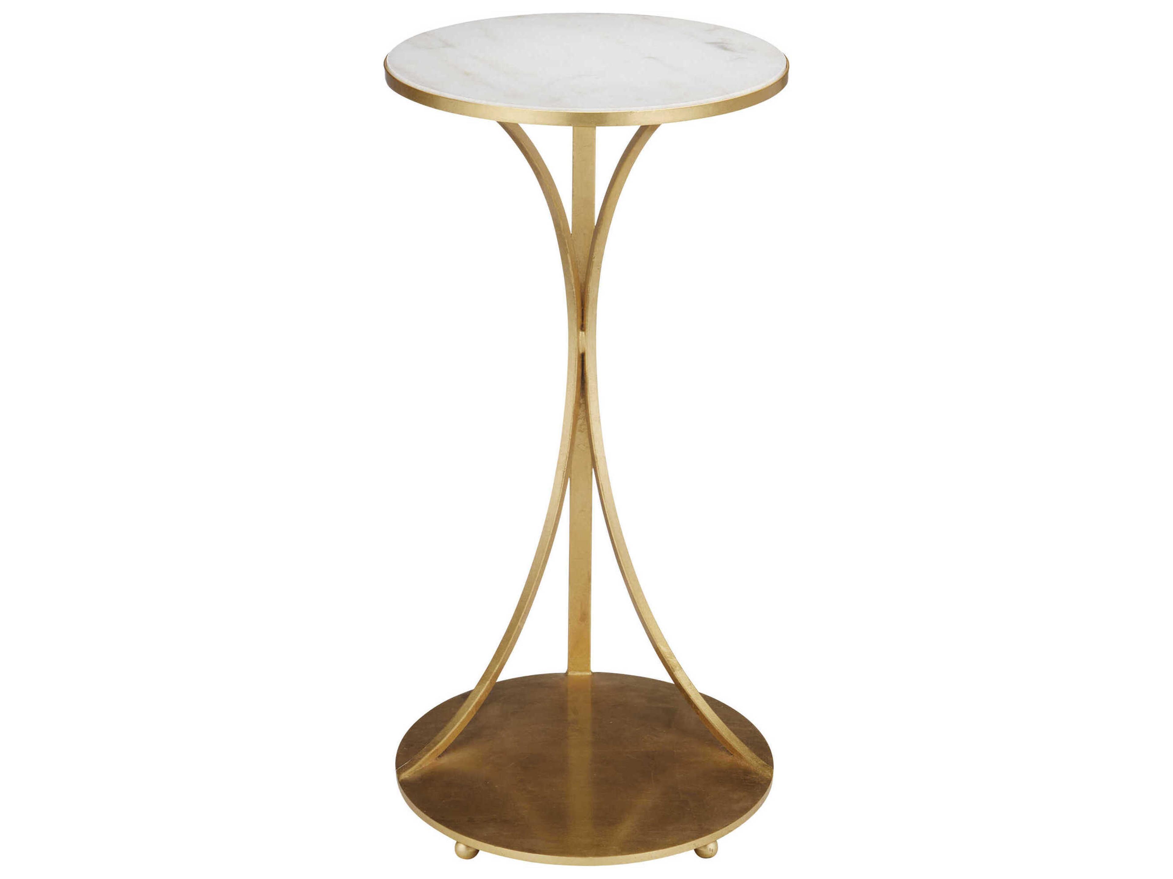 Currey & Company Orla Oval Marble Gold Leaf Natural End Table