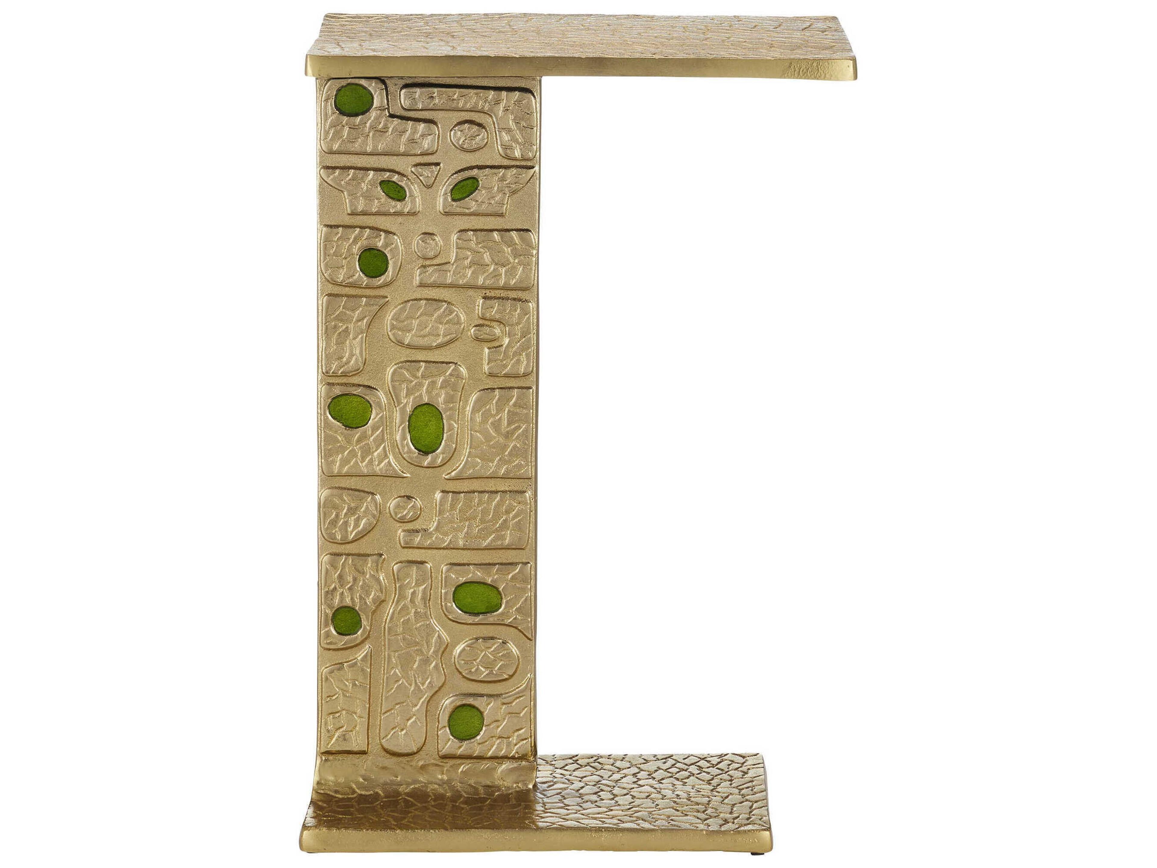 Currey & Company Beau Rectangular Metal Gold Green End Table