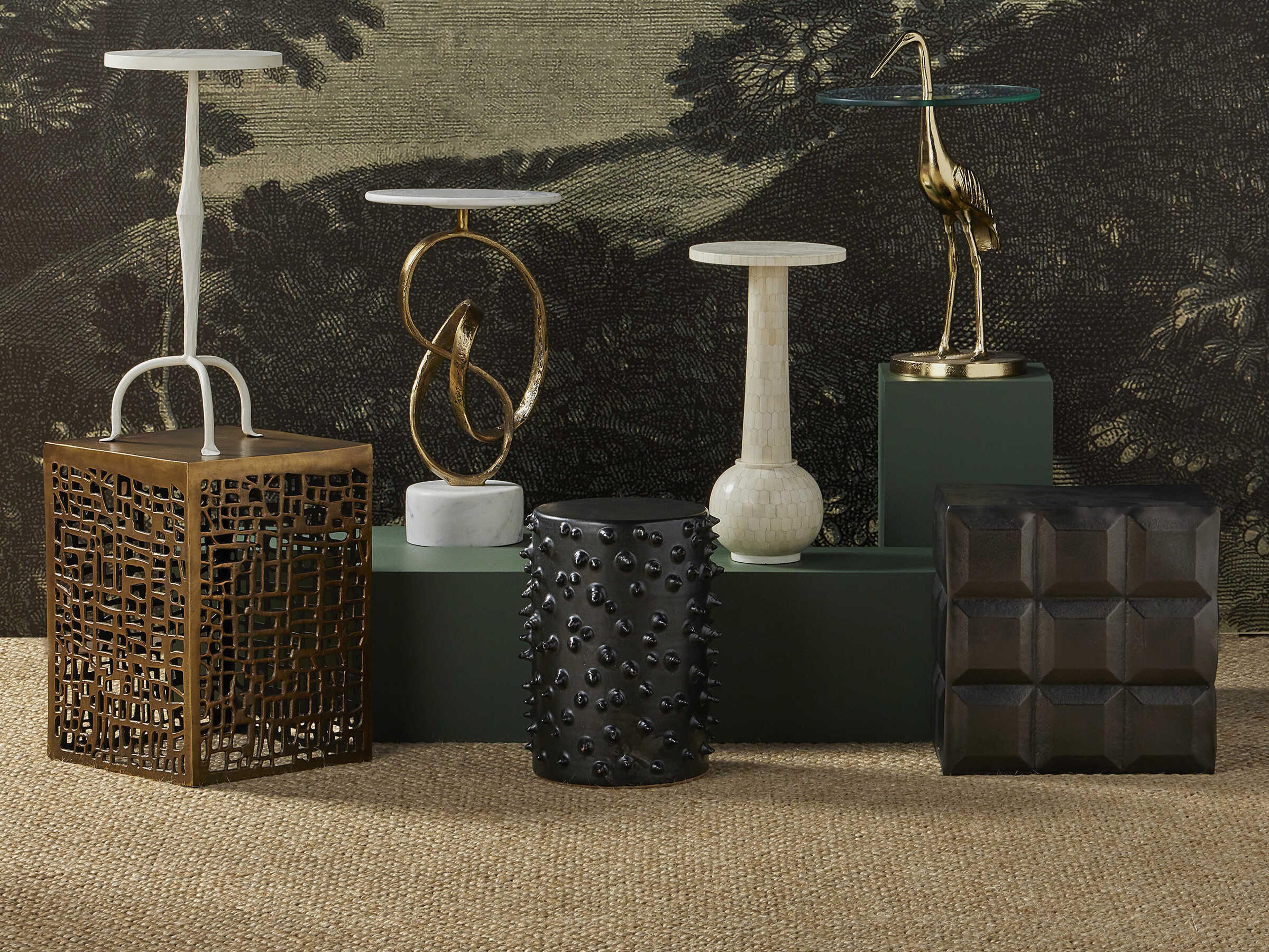 Currey & Company Bower Rectangular Metal Black Nickel End Table