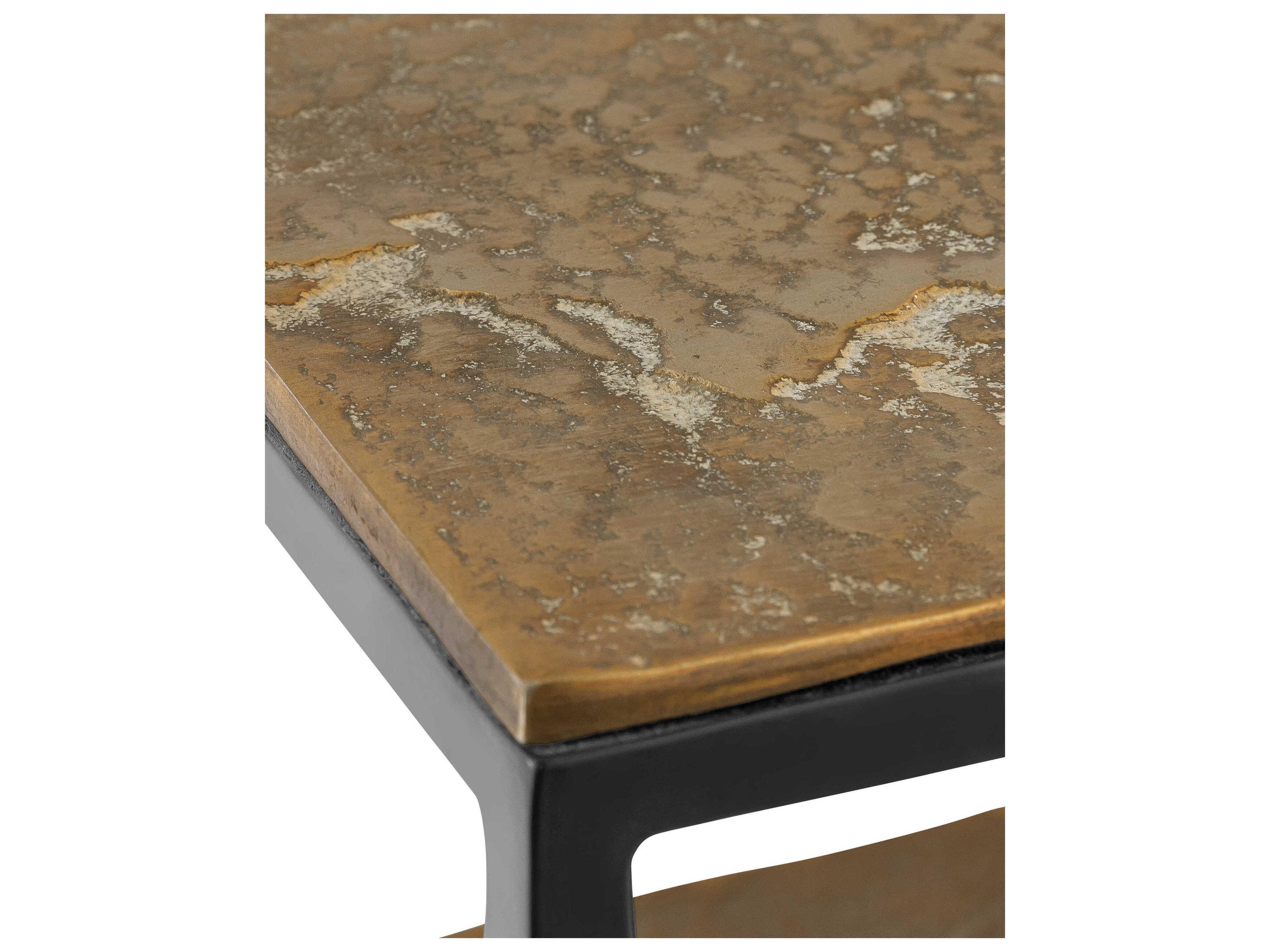 Currey & Company Lathi Rectangular Metal Antique Brass Black Console Table