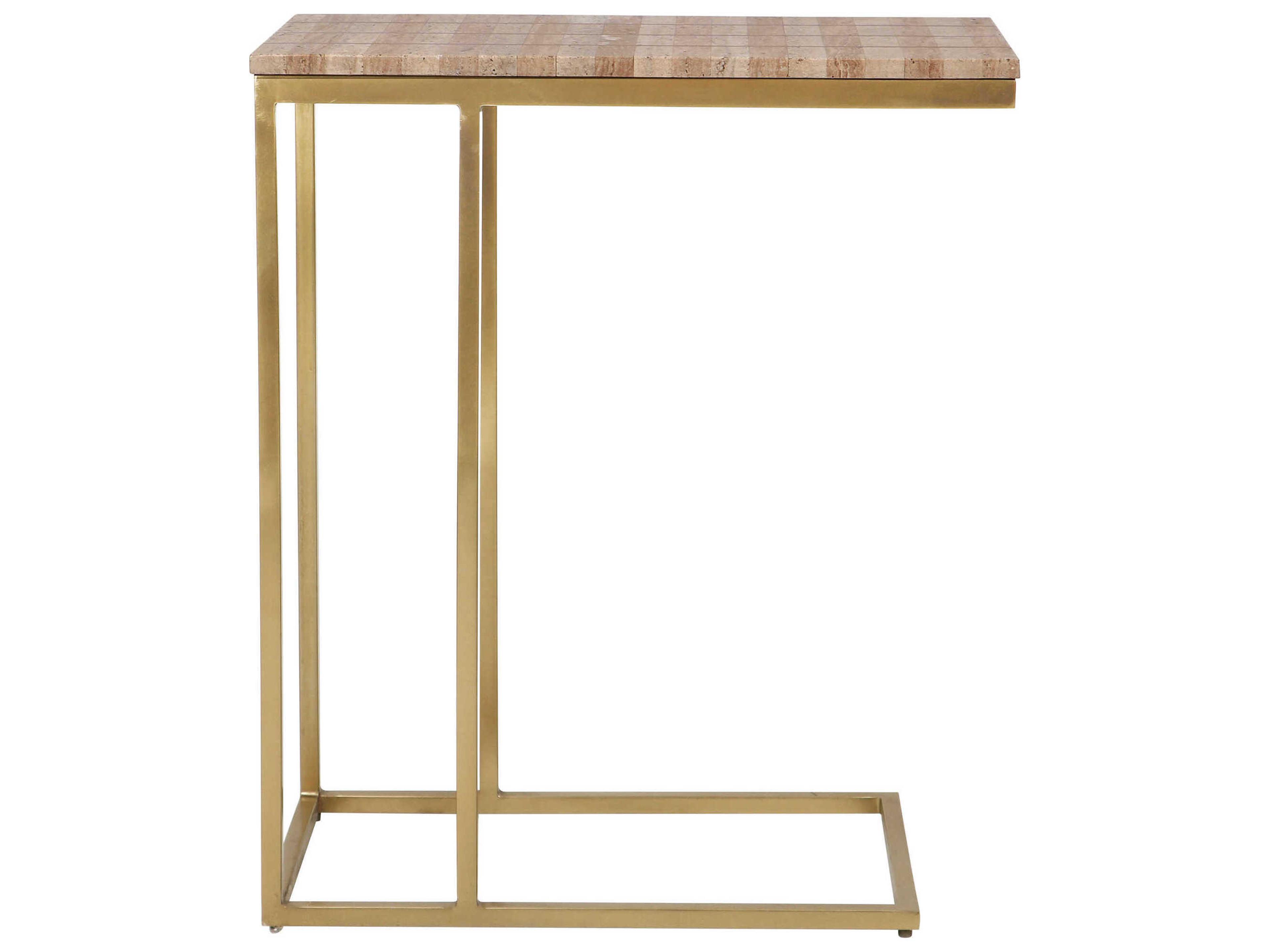 Currey & Company Dezi Rectangular Stone Natural Brass End Table