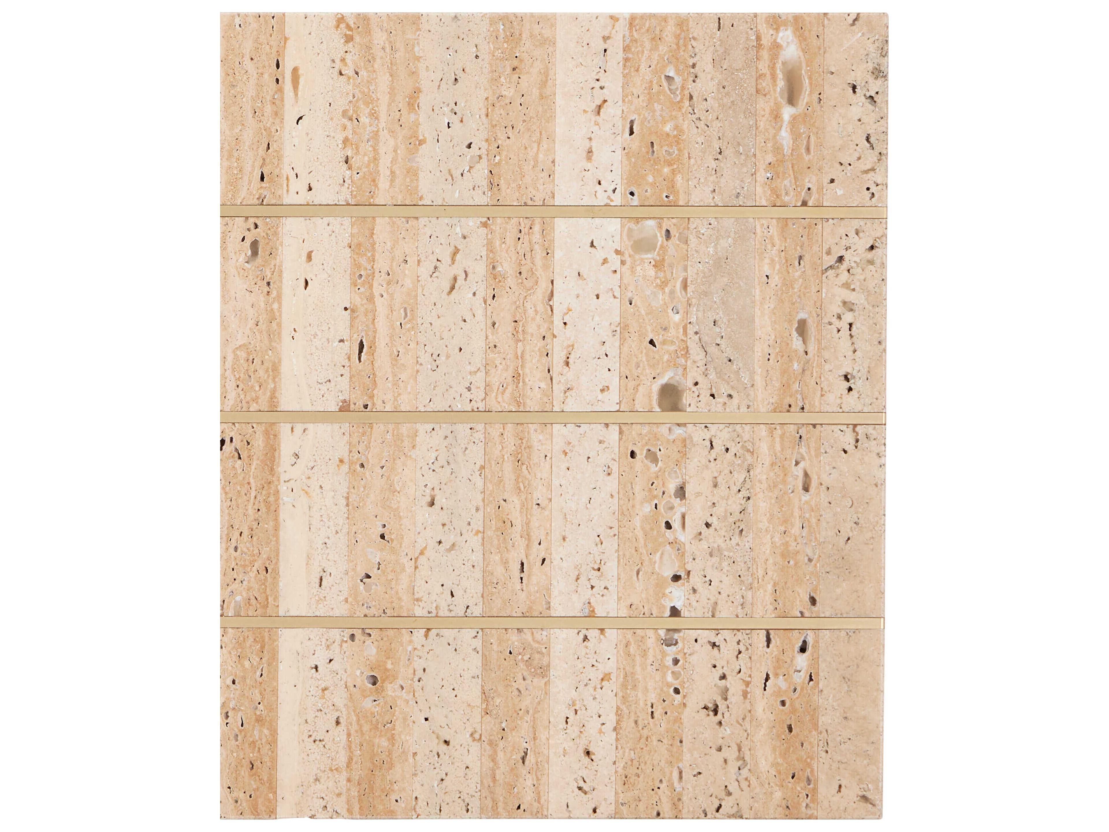 Currey & Company Dezi Rectangular Stone Natural Brass Console Table