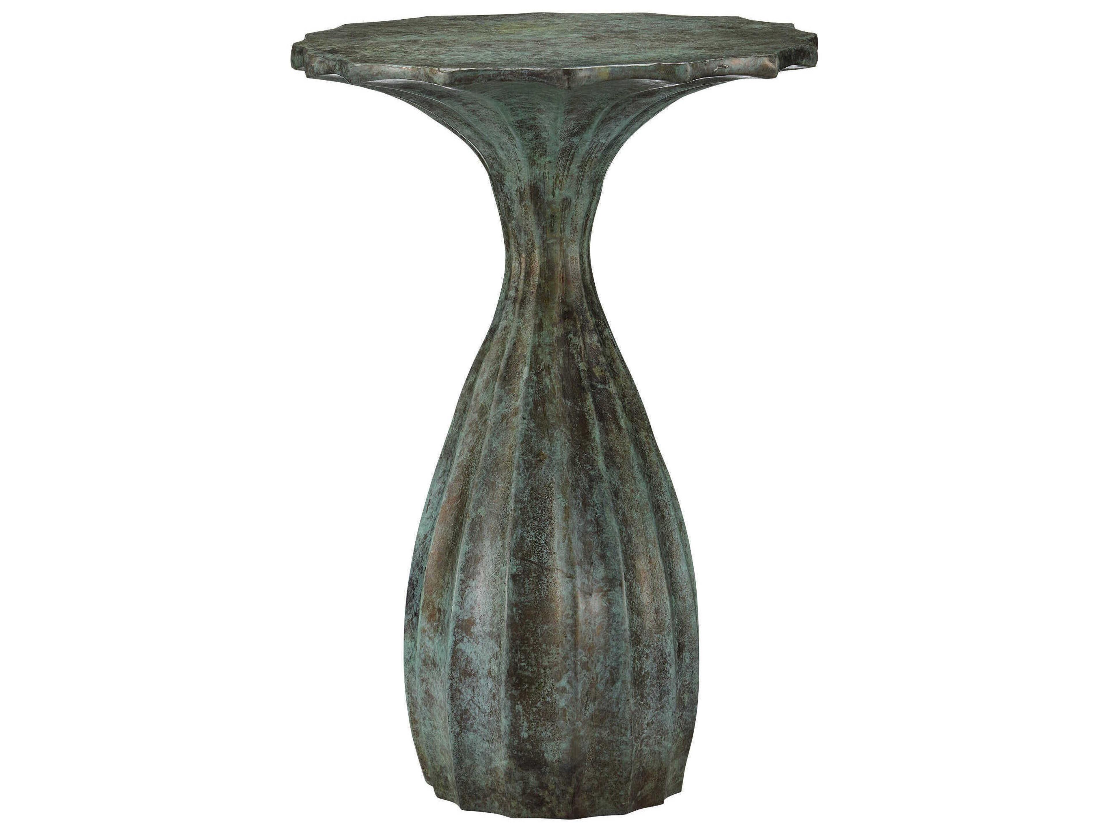 Currey & Company Tunis Oval Metal Verdigris End Table