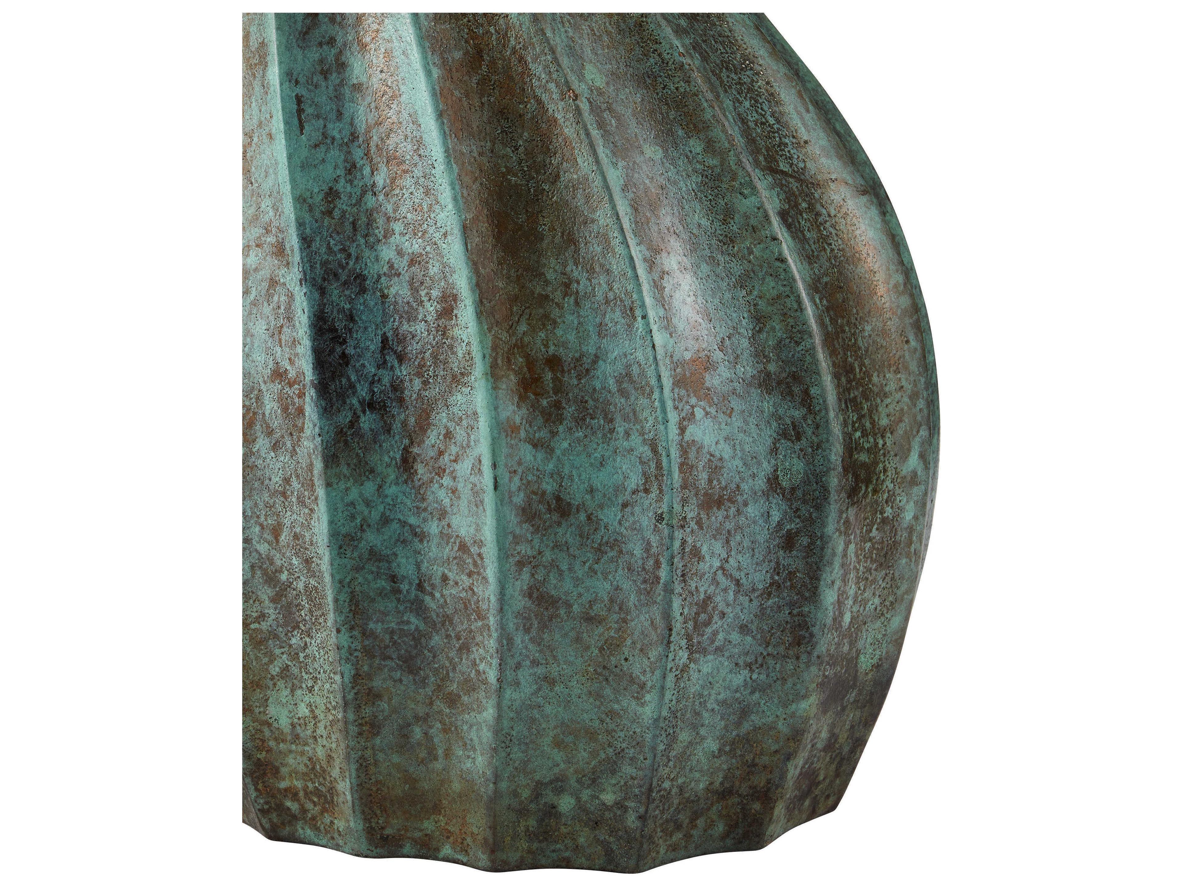 Currey & Company Tunis Oval Metal Verdigris End Table