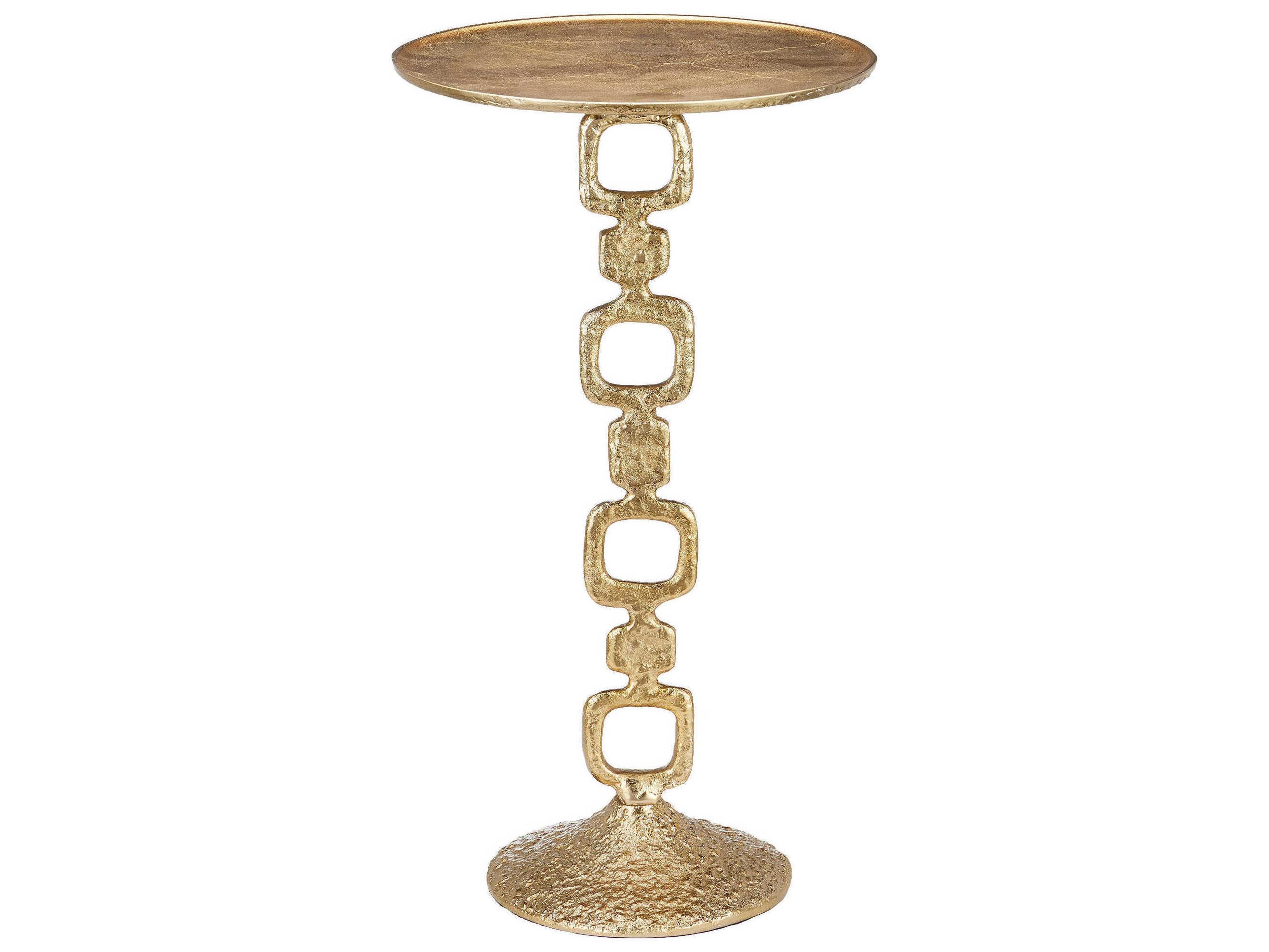 Currey & Company Jussi Round Metal Gold End Table