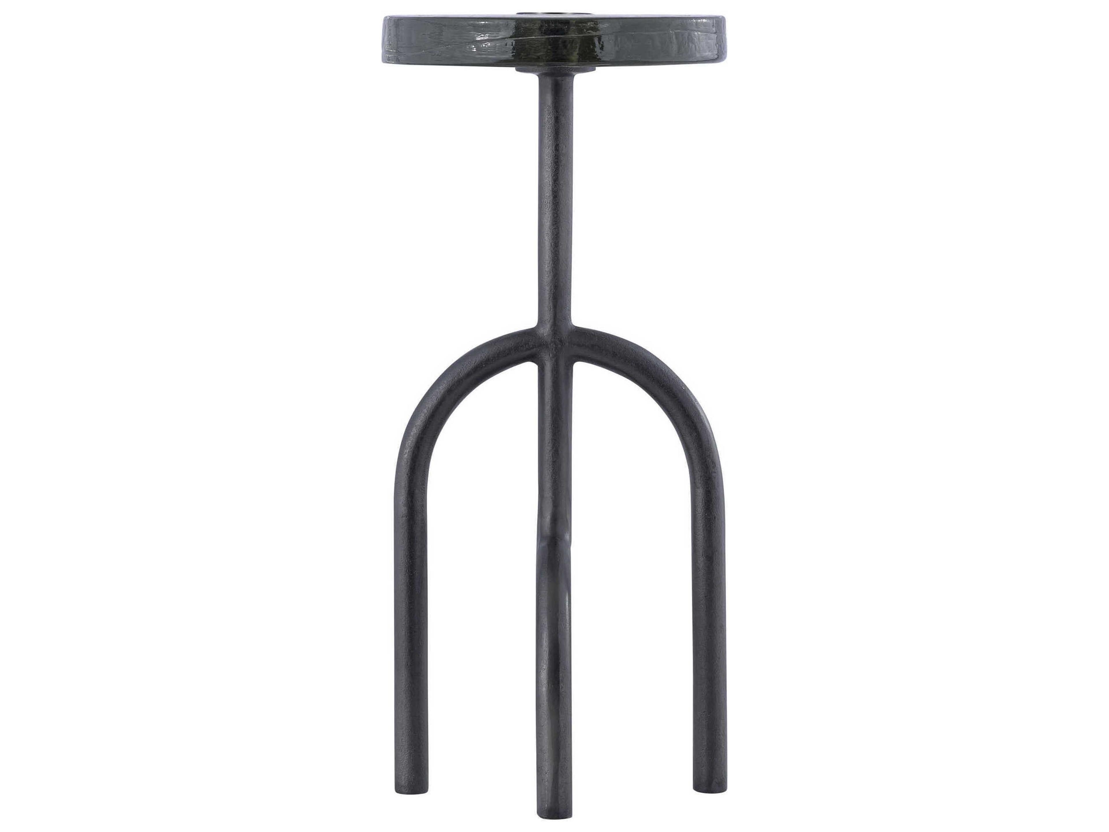 Currey & Company Grove Round Glass Black Nickel End Table