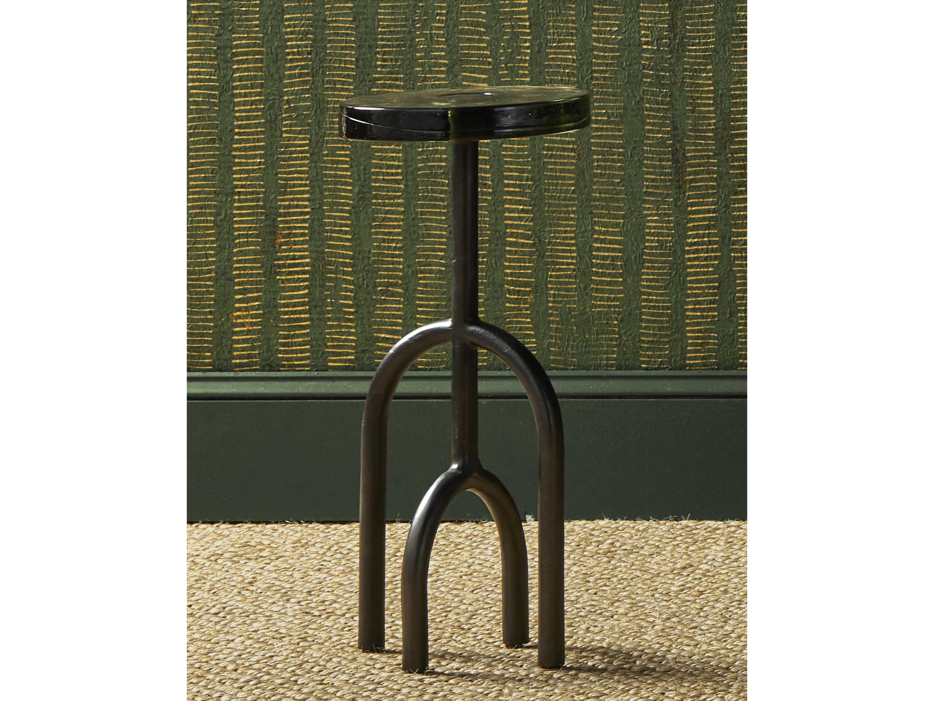 Currey & Company Grove Round Glass Black Nickel End Table